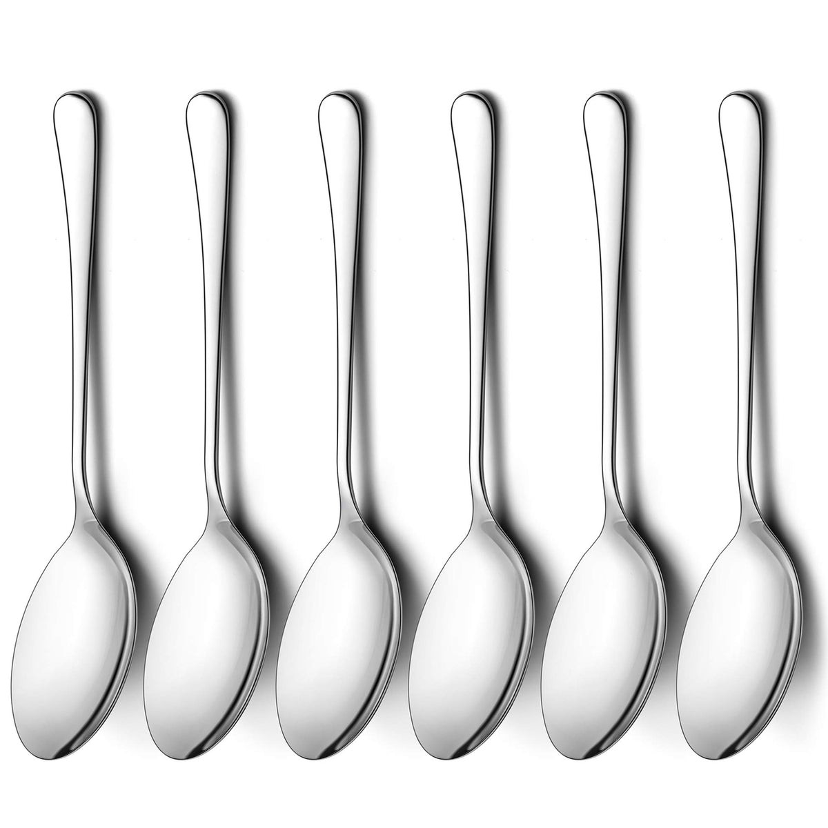 Lianyu Serving Spoon Set Of 6, 9.8 Inch Stainless Steel Large Dinner Buffet Catering Banquet Serving Spoons, Mirror Finish, Dish