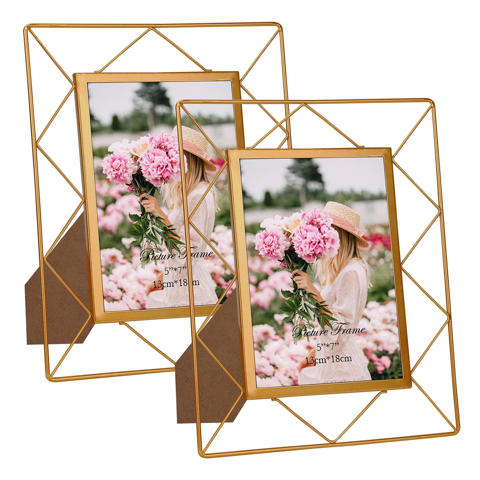 SPEPLA 5x7 Metal Picture Frames for Tabletop or Wall Mounting Display, 2 Pack 7 x 5 Photo Frame