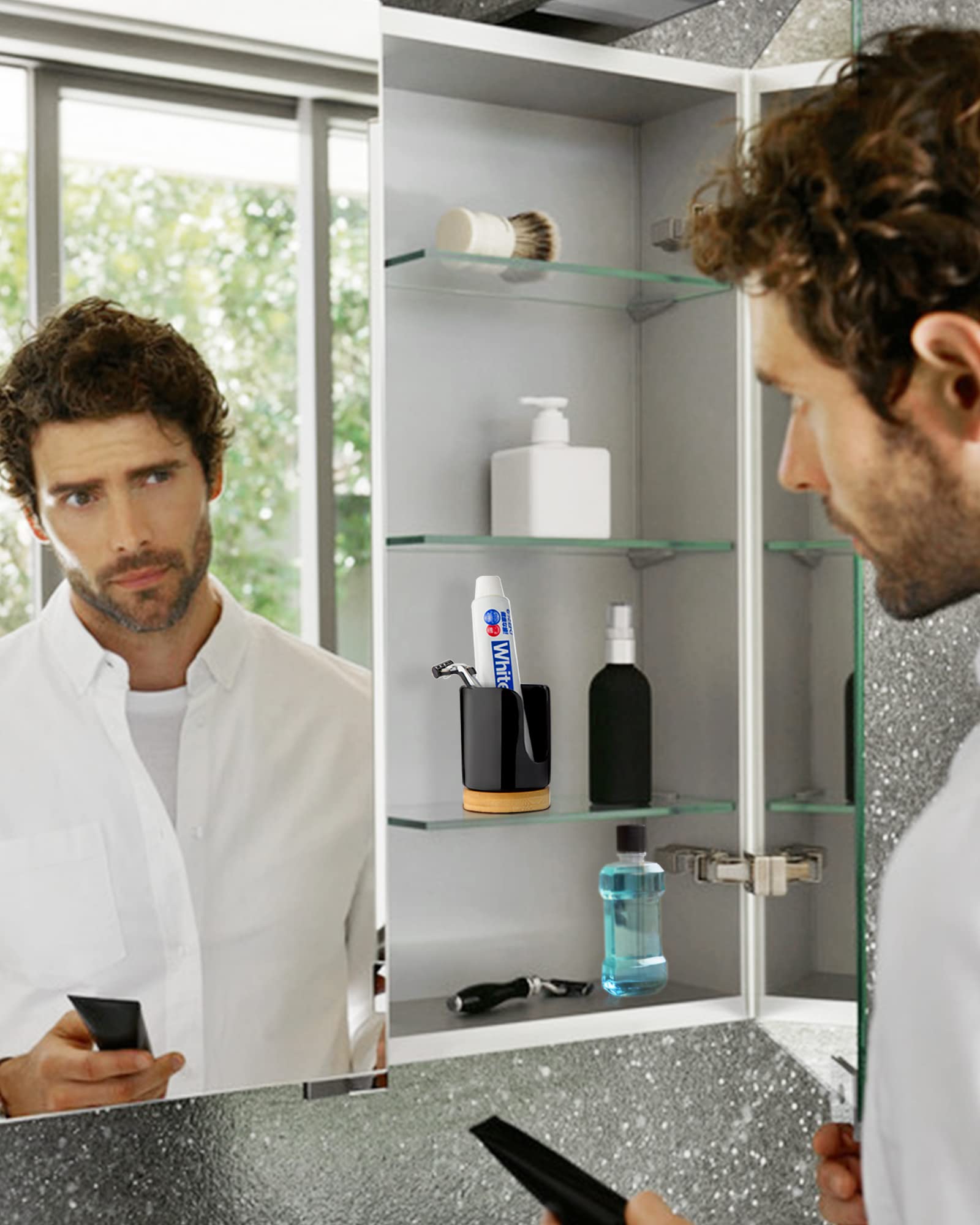 Viosuniu Ceramic Bathroom Cups Dispenser - 3 Oz Disposable Paper & Plastic Bathroom Cups Holder - Mouthwash Cups Dispenser For B