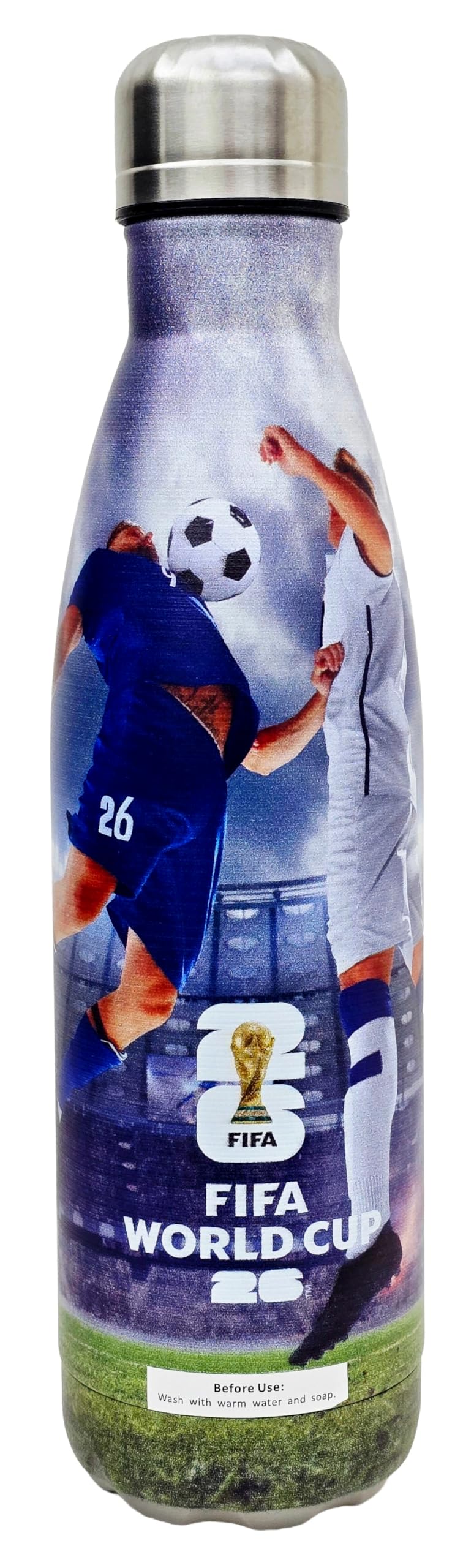 City Merchandise Official FIFA World Cup 26 Stainless Steel Water Bottle  Soccer Players Photo Print Sports Bottle