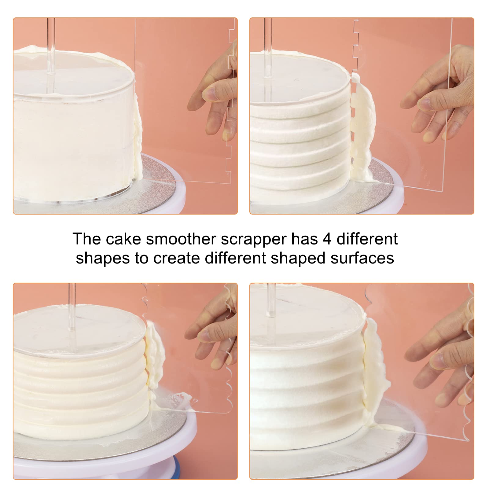 Ailaxq Acrylic Round Cake Discs Set - 6.25   , 8.25   , 10.25    - 2 Circles Each Size (158 Mil Thick), Comb Icing Scraper, Cake