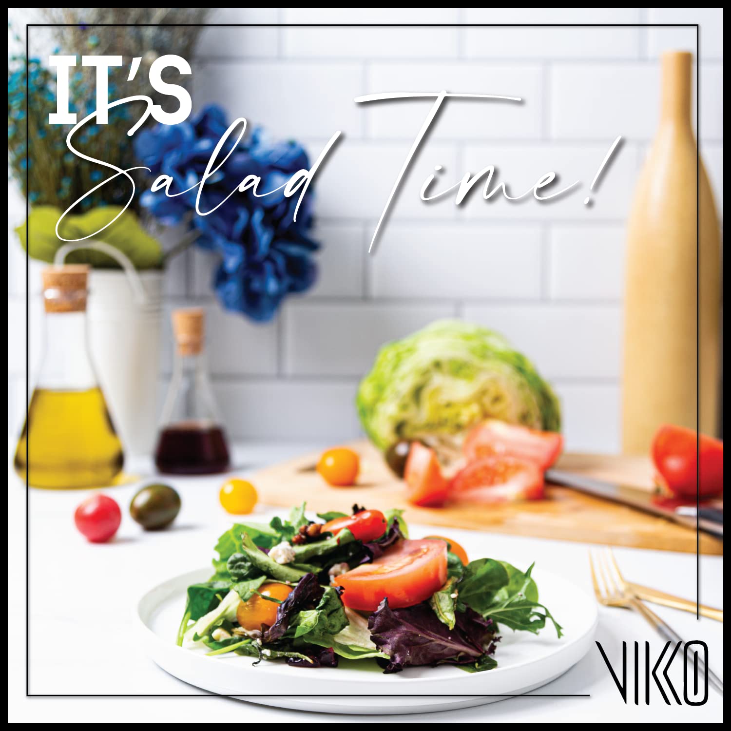 Vikko Salad Plate, Set Of 6 White Plates, Dessert, Salad, Appetizer Plate, Fine Bone China, Stackable 8 Inch Dessert Plates, Dis