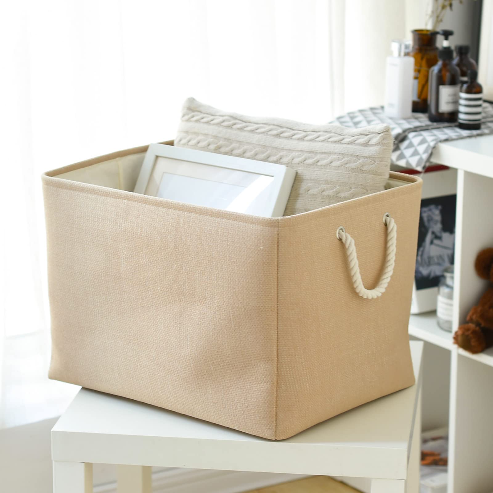 Thewarmhome Storage Bin For Shevles - Extra Jumbo 3Pack 20.5L  15.7W  13.8H Inch Organization And Storage Basket For Organizing,