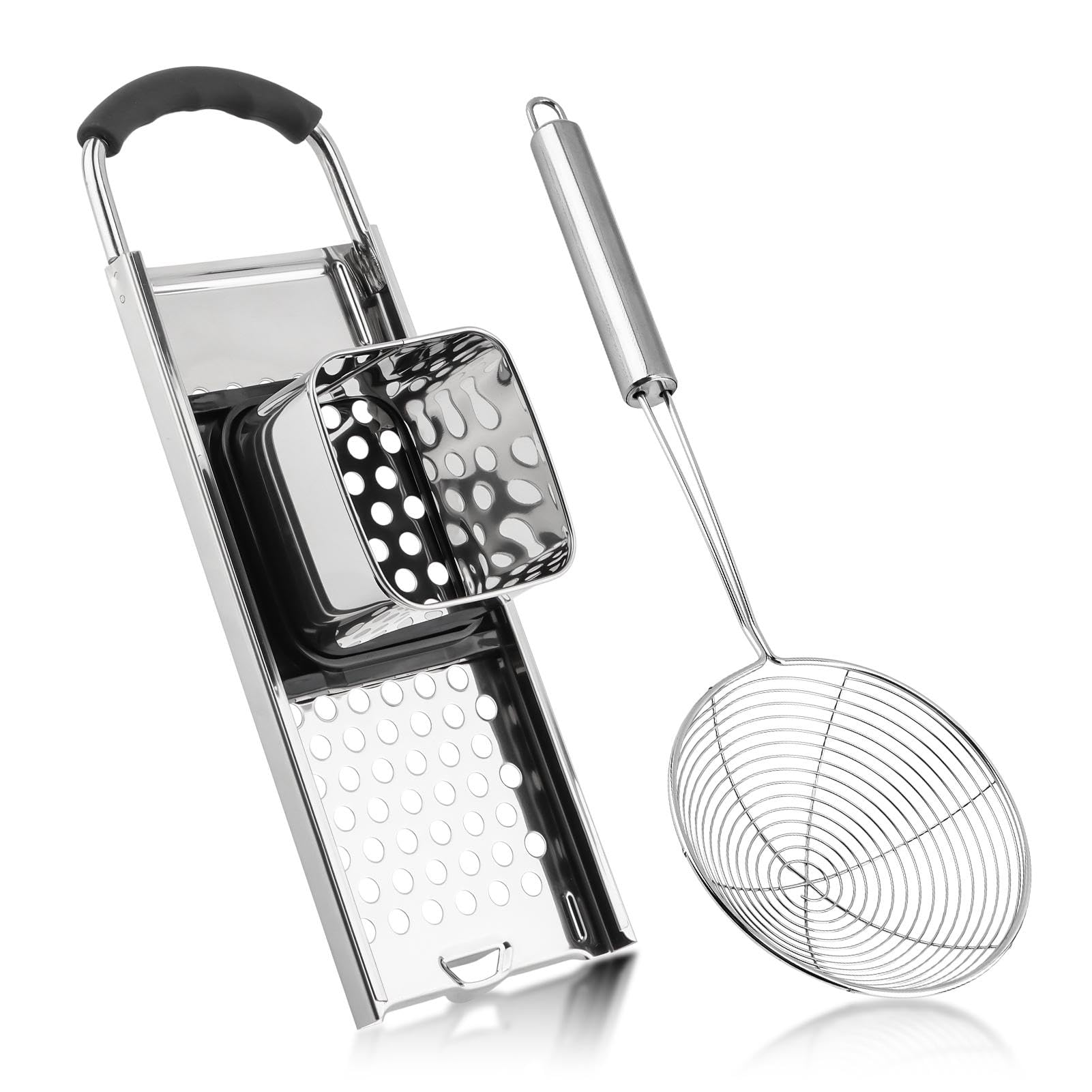 Stainless Steel Spaetzle Maker with Comfort Grip Handle and Skimmer, Homemade German Egg Noodle Dumpling Making Tool Set(COLOR:s