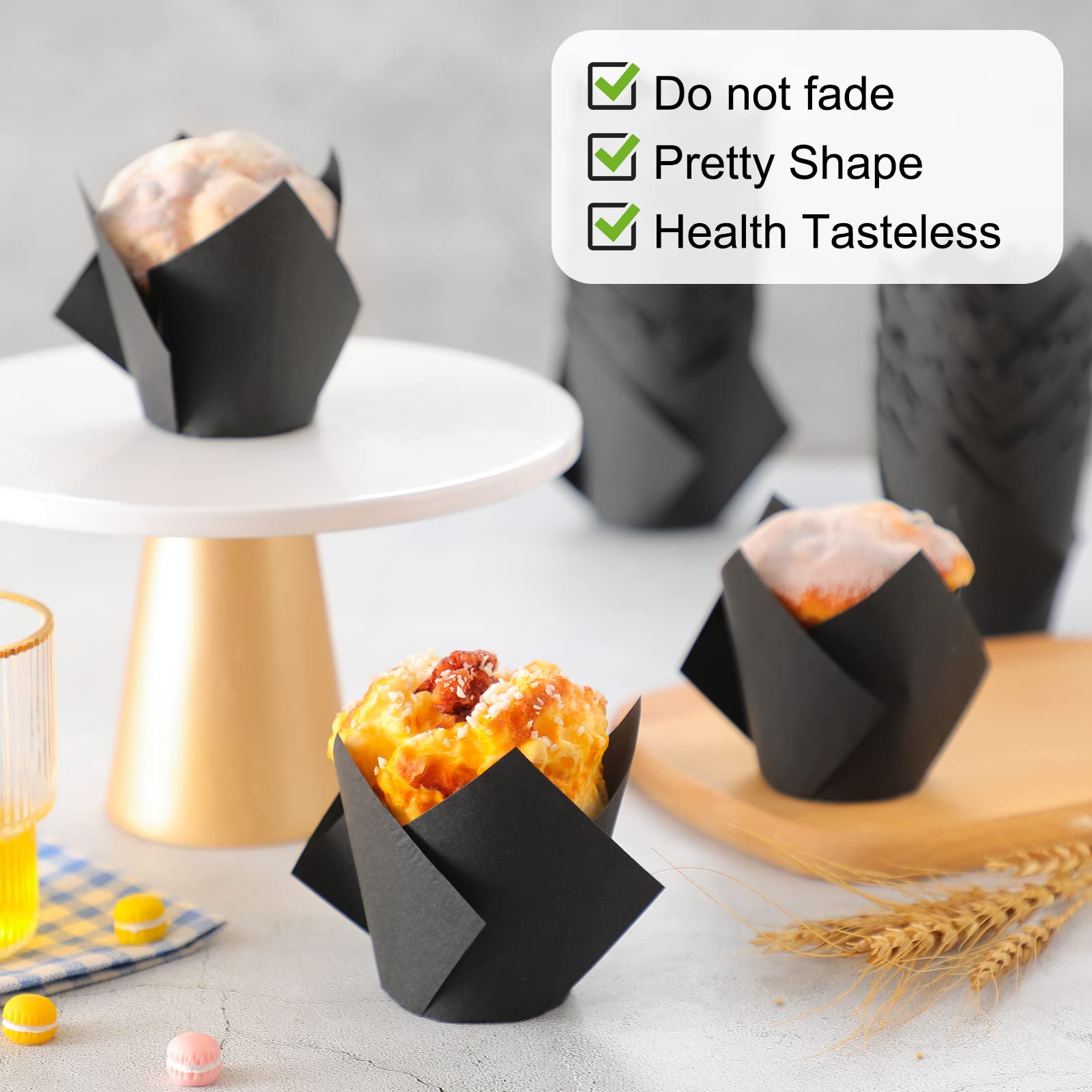 Jutom 200 Pack Tulip Cupcake Liners Paper Baking Cups Greaseproof Muffin Liners Grease Resistant Cupcake Wrappers For Weddings B