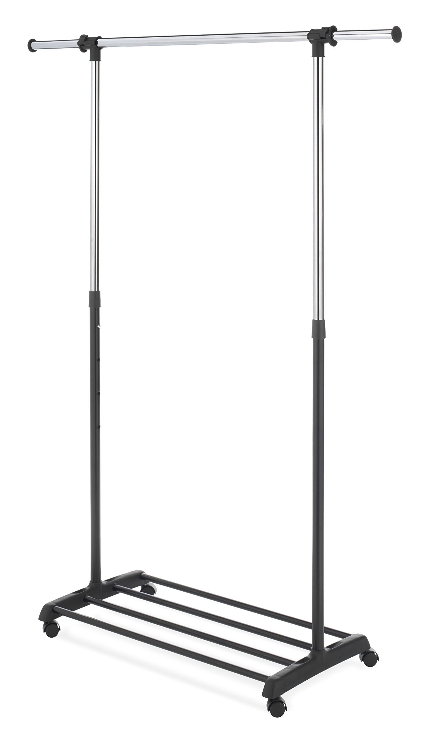 Whitmor Deluxe Adjustable Garment Rack - Rolling Clothes Organizer - Black And Chrome
