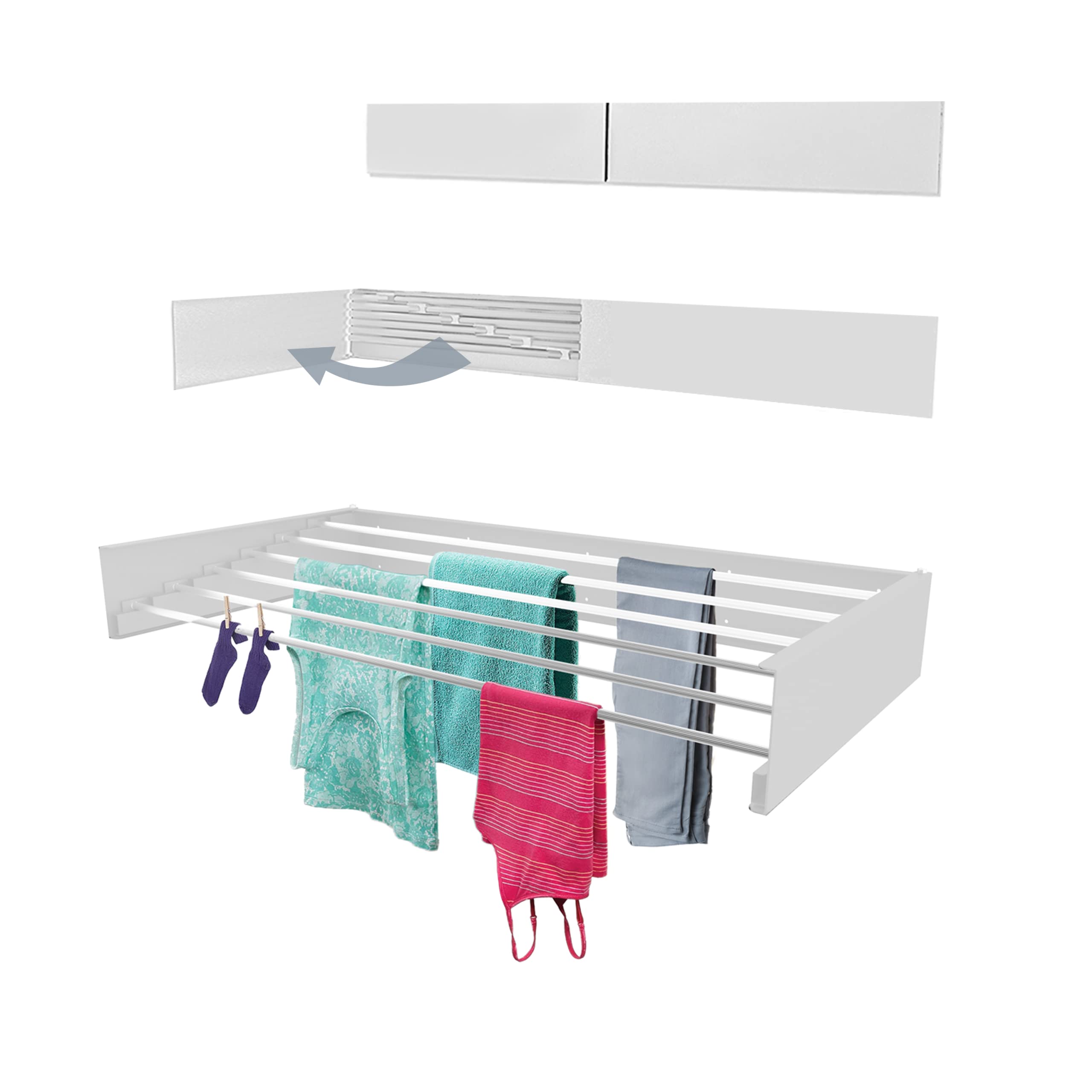 Tco Adventures Invisible Wall Mounted Drying Rack 40'' Wide  An Elegant Wall-Mounted Hanger  Folding Stainless Steel Collapsible