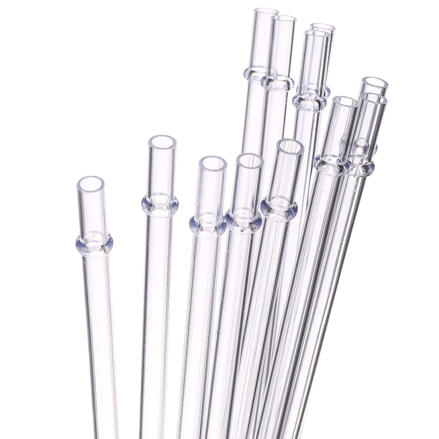 Dakoufish 8 Inch Clear Reusable Thick Plastic Replacement Drinking Straws for 12 oz &16 oz Mason Jar Tumblers,Set of 12 Pcs Stra