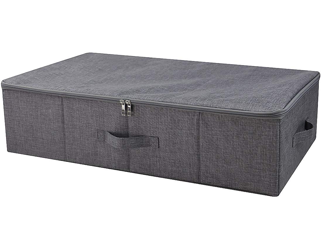 iwill CREATE PRO Underbed Storage Boxes for Bedding/Garment/Duvets/Blankets/Shoes, Folding Fabric Rigid Under bed Storage Bins w