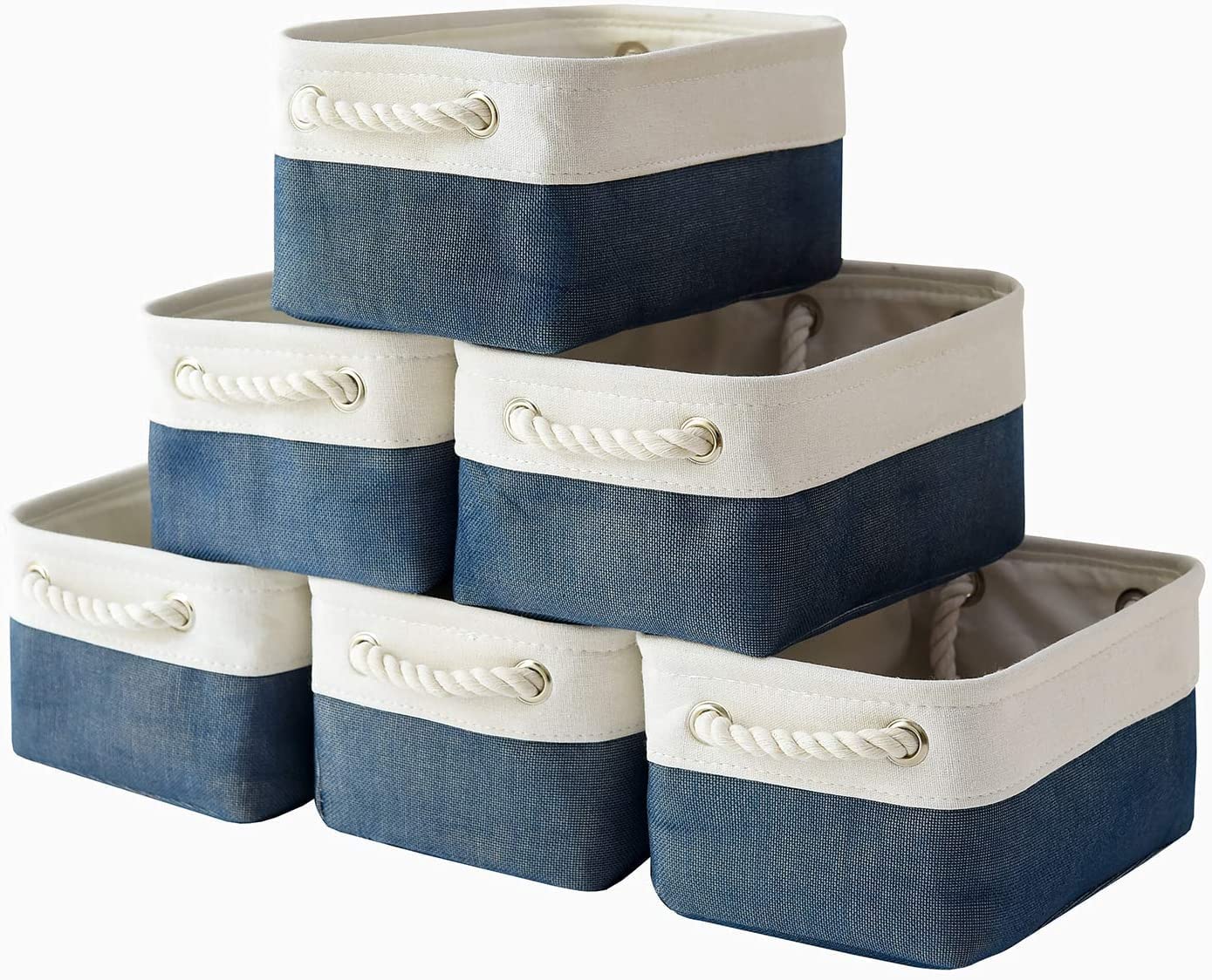 Thewarmhome Storage Basket For Organizing - Small 12X8X5.2 Inch 6 Pack Collapsible Storage Bin For Shelves, Canves Storage Cubes