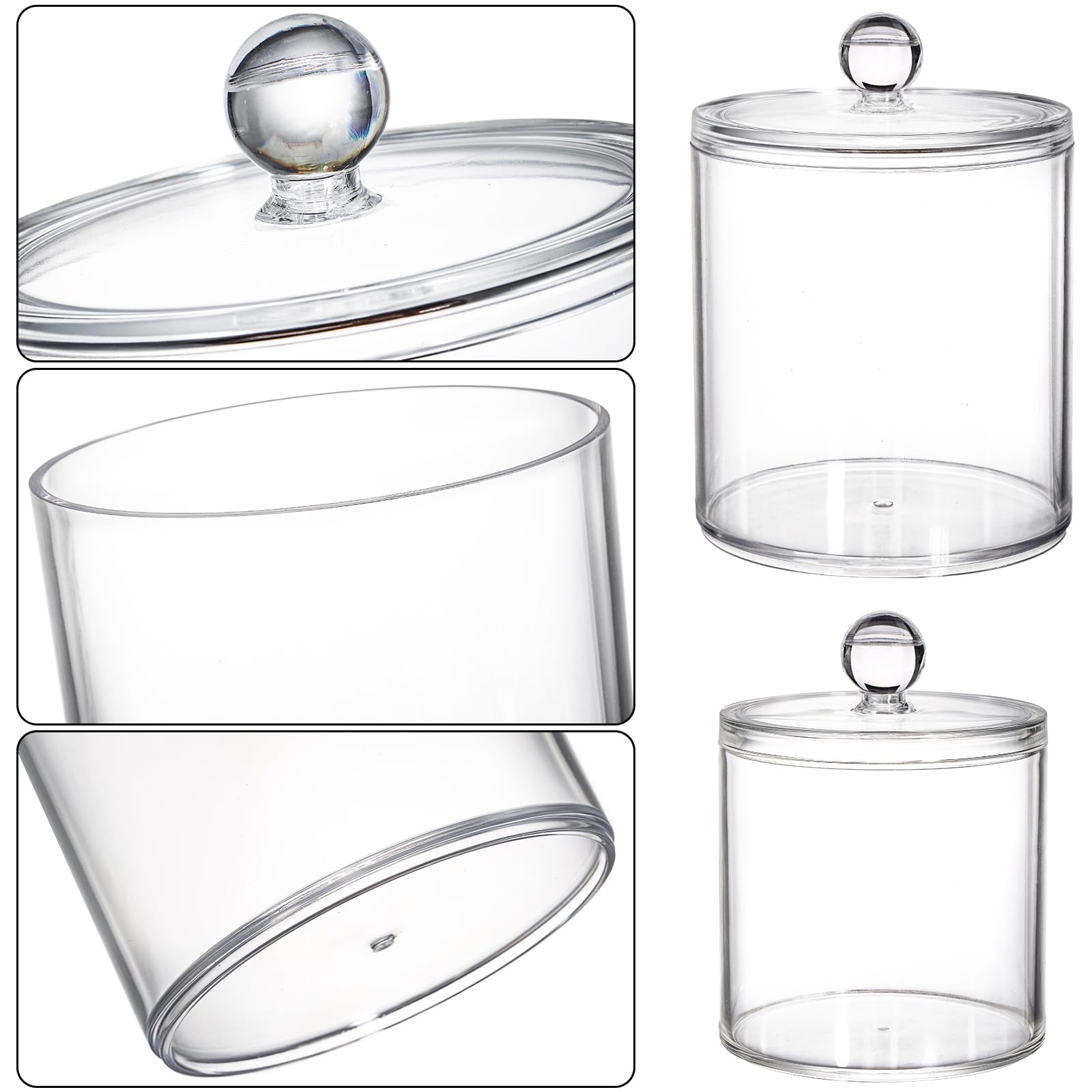 Youeon 6 Pack Acrylic Apothecary Jars With Lids, 32/20/10 Oz Clear Cotton Ball Holder, Cotton Pad Holder, Qtip Holder Bathroom C