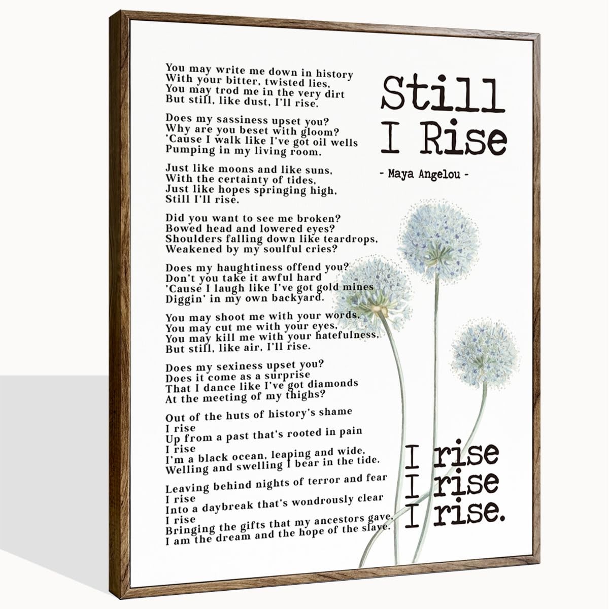 Maya Angelou Quotes Wall Art, Feminist Wall Art, Framed Inspirational Quote Decor, Maya Angelou, Still I Rise Quotes Wall D  Cor