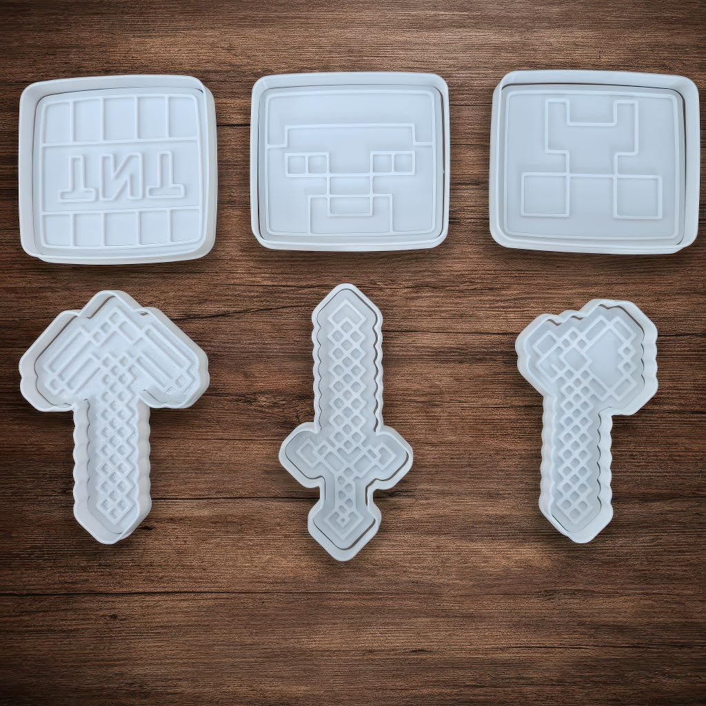 Allenjoy Cookie Cutters & Stamps, Pixel Biscuit Cutter Embosser Molds for Baking, Fondant, Polymer Clay  Funny Kitchen Accessor