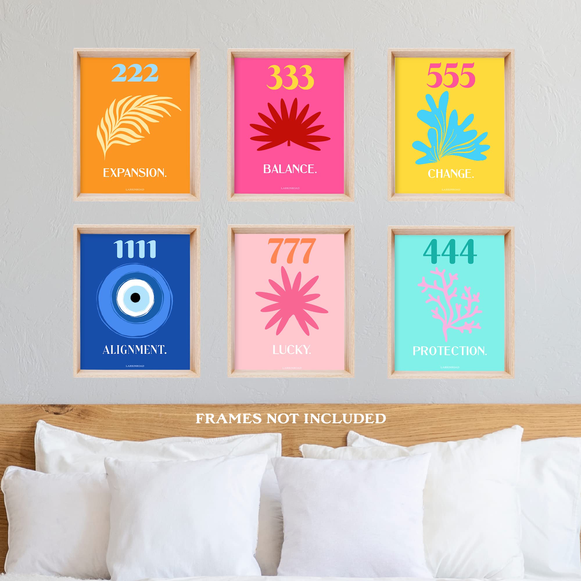 Larkinroad 6 Pack Angel Number Aura Preppy Poster - Aesthetic Wall Prints Aura Posters For Bedroom - Preppy Wall Art Posters - A