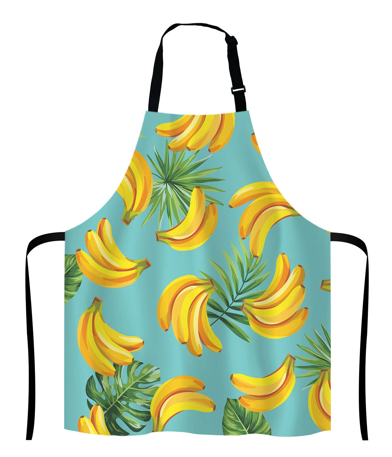Lefolen Tropical Palm Leaves And Bananas Bib Apron With Adjustable Neck For Men Women,Suitable For Home Kitchen Cooking Waitress