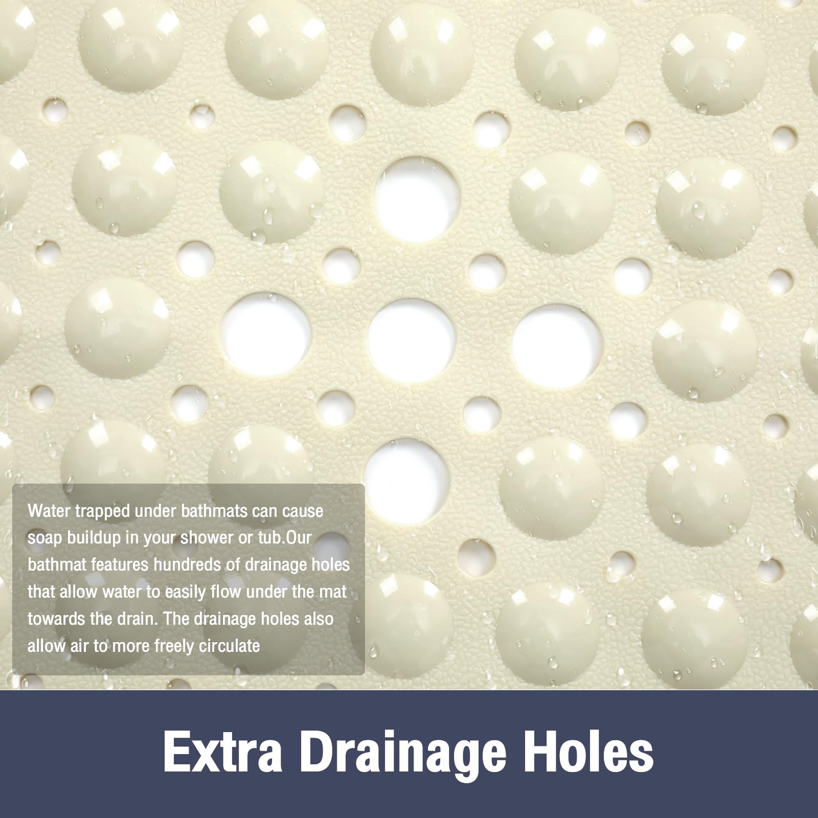 Naoloture Beige Square Shower Bathtub Mat Non Slip 21X21 Inch, Soft Bath Mat For Inside Shower Tub, Shower Stall Mats For Bathro