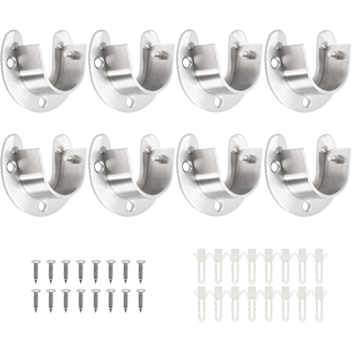 Suiwotin 8 Packs Stainless Steel Closet Rod End Supports 1 Inch Wardrobe Bracket Heavy Duty Closet Pole Sockets Flange Rod Holde