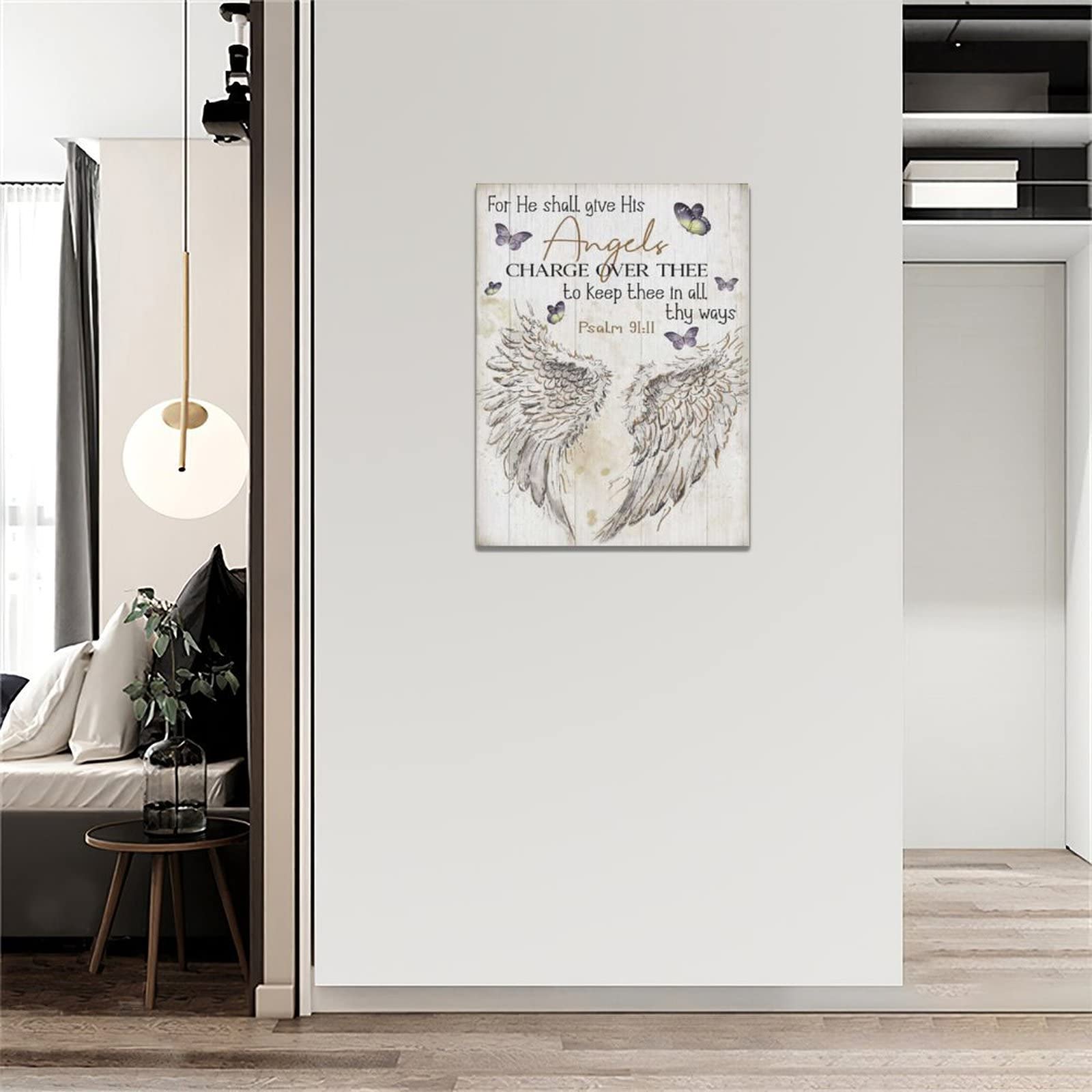 Scripture Psalm 91 Wall Art Christian Angel Wings Pictures Wall Decor Bible Verse Canvas Painting Print Artwork Abstract Modern
