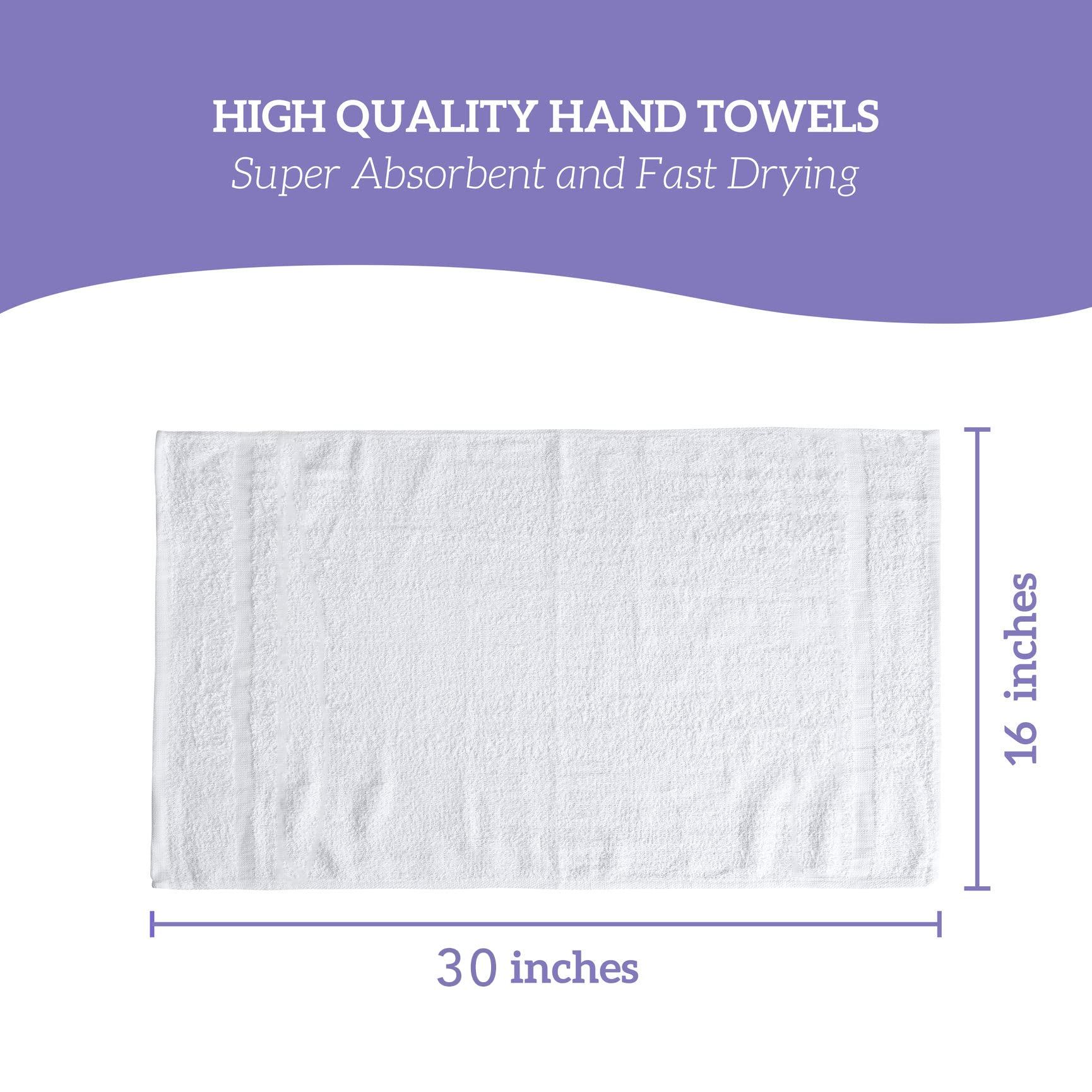 Green Lifestyle Dobby Border Towel 16X30 100% Ring Spun Cotton Soft And Plush Crisp Highly Absorbent White Hand Towel Ideal For