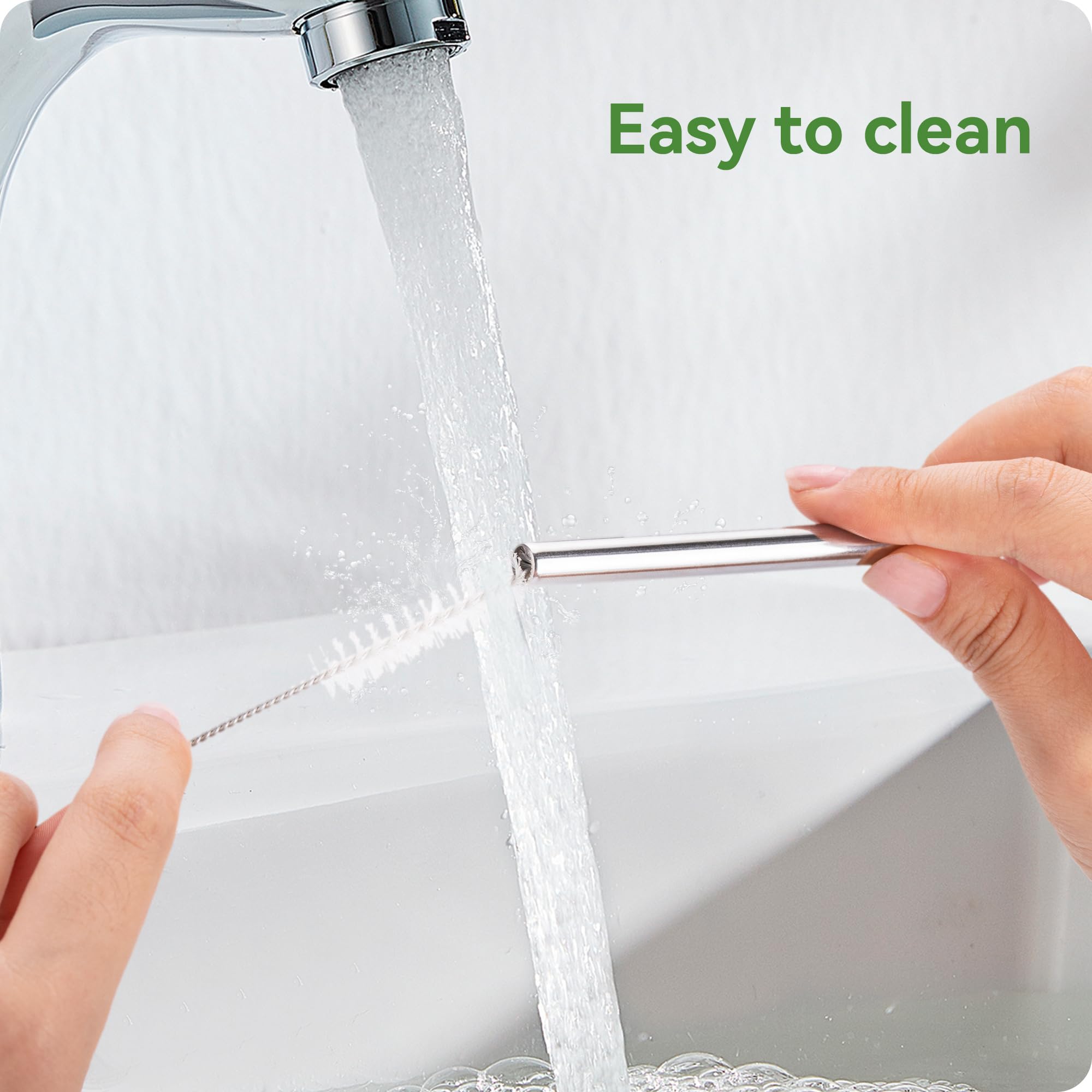 Snowfall Metal Straw For Stanley 40 Oz Cup, Long Reusable Stainless Steel Drinking Straws With Silicone Tip For Simple Modern 40