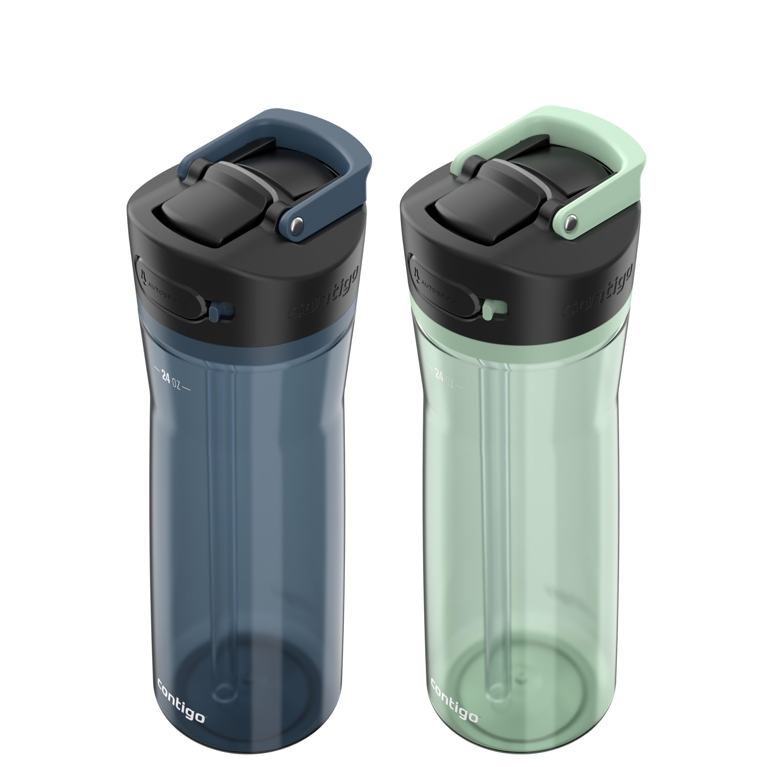 Contigo Ashland 2.0 Autospout Water Bottle, 24 Oz, 2-Pack, Blueberry; Agave
