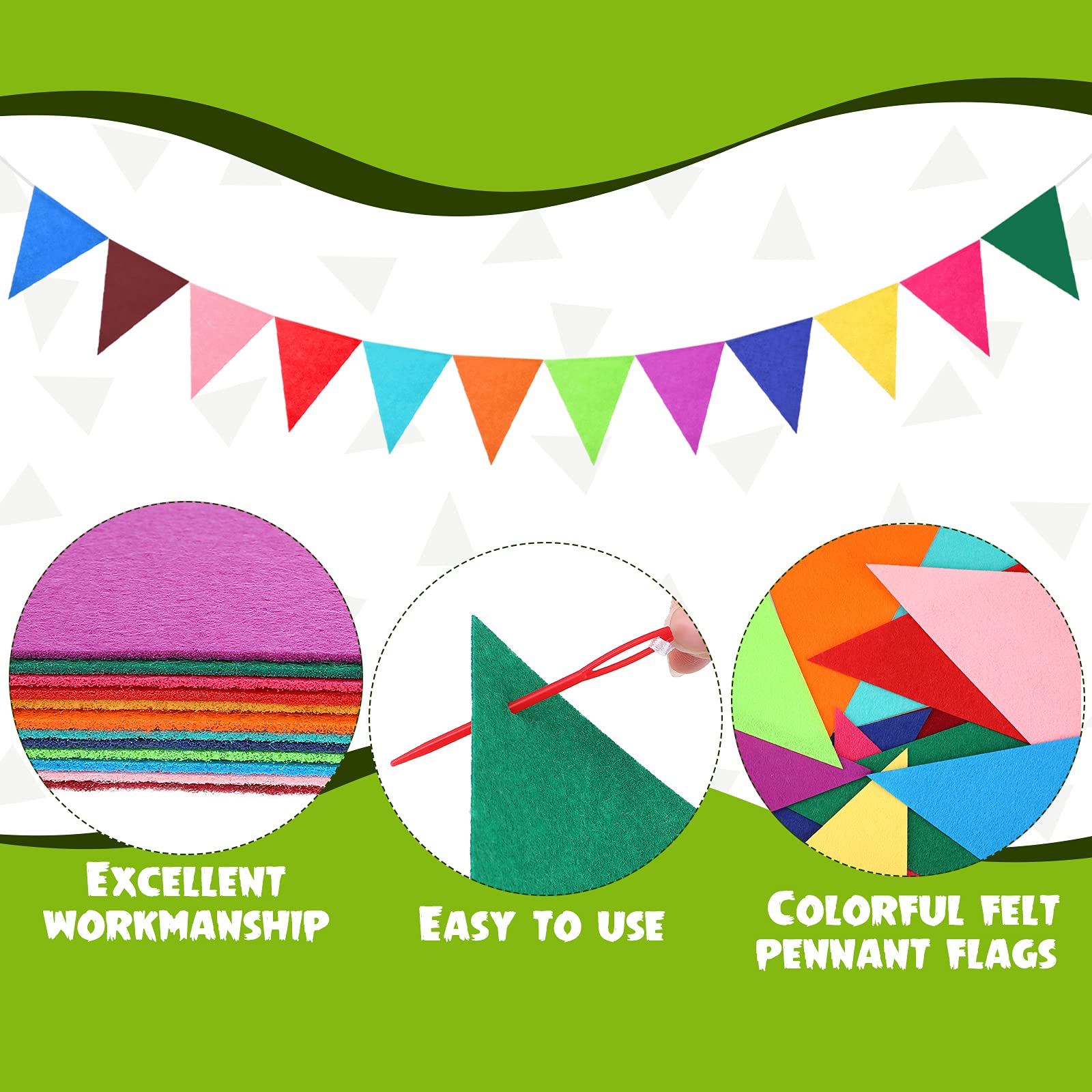 9.8 Feet Christmas Pom Pom Garland Felt Fabric Garland Set Colorful Tassel Garland 3.6 Feet Felt Pennant Banner For Xmas Tree Cl