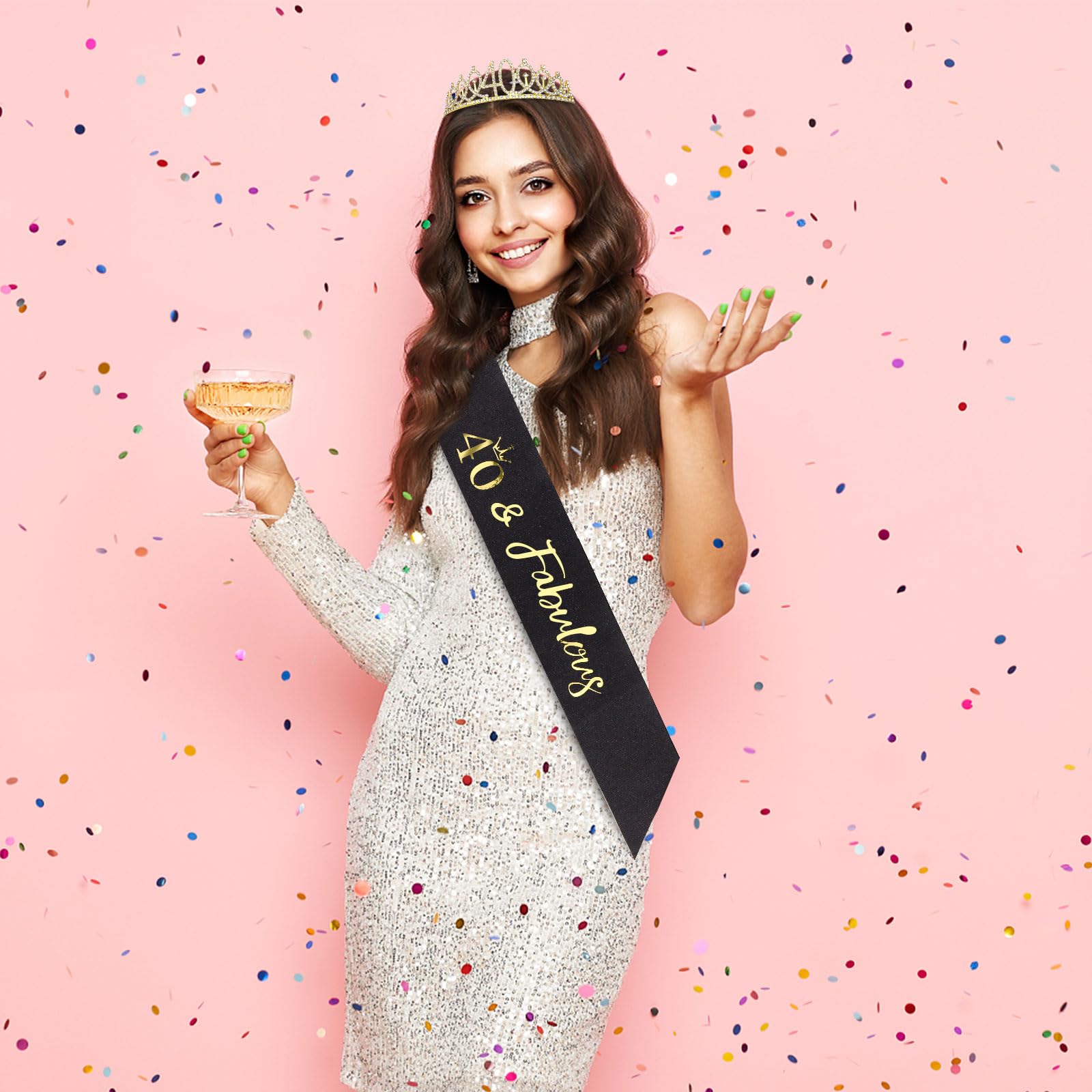 Semato 40Th Birthday Sash & Rhinestone 40Th Birthday Crown Kit- Happy 40Th Birthday Gifts Women 40Th Birthday Decorations Women