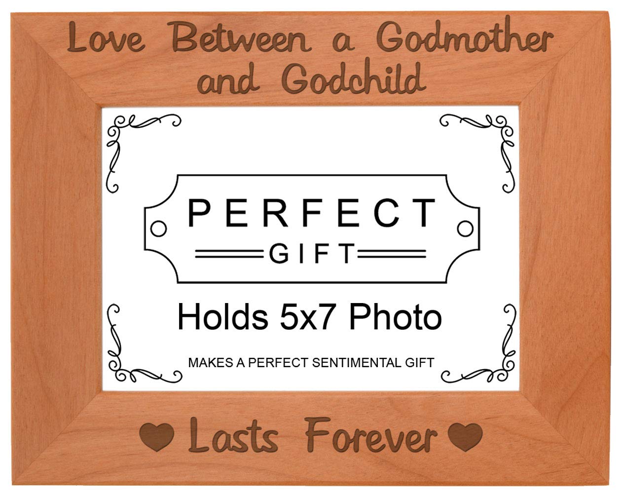ThisWear Godchild Gifts Love Between a Godmother and Godchild Lasts Wood Engraved 5x7 Landscape Picture Frame