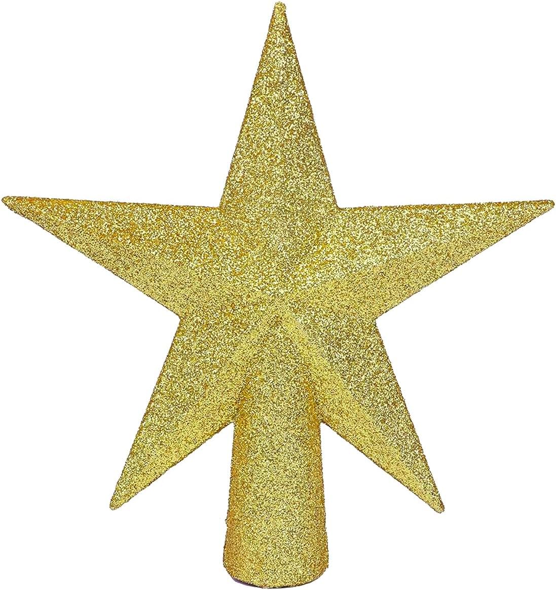 YYCRAFT Glitter Star Tree Topper Christmas Decoration-6 Inch,Gold