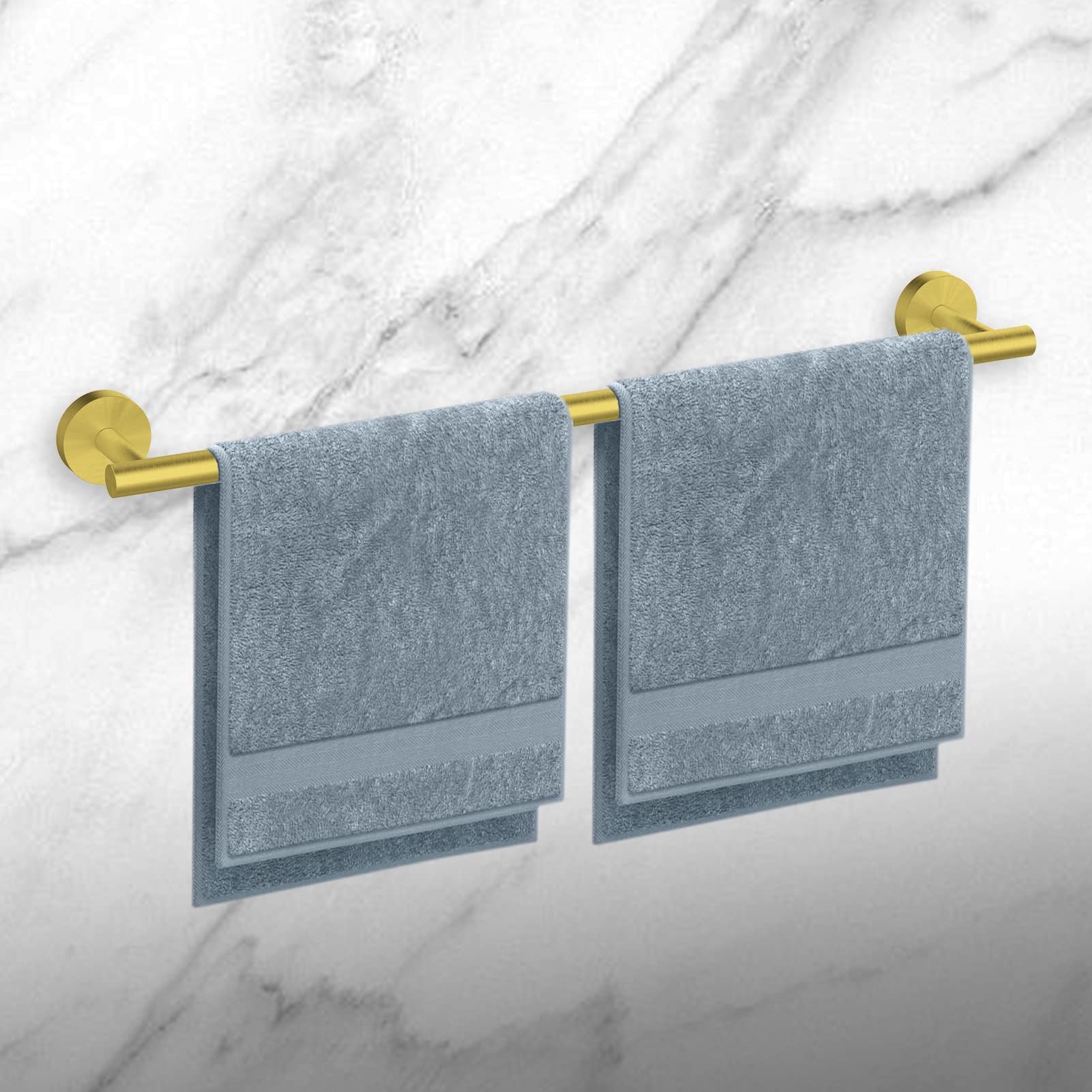 Newfun 24 Inch Brushed Gold Bath Towel Bar,2Pcs Towel Racks For Bathroom Rod Classic Sus304 Stainless Steel Bathroom Towel Holde