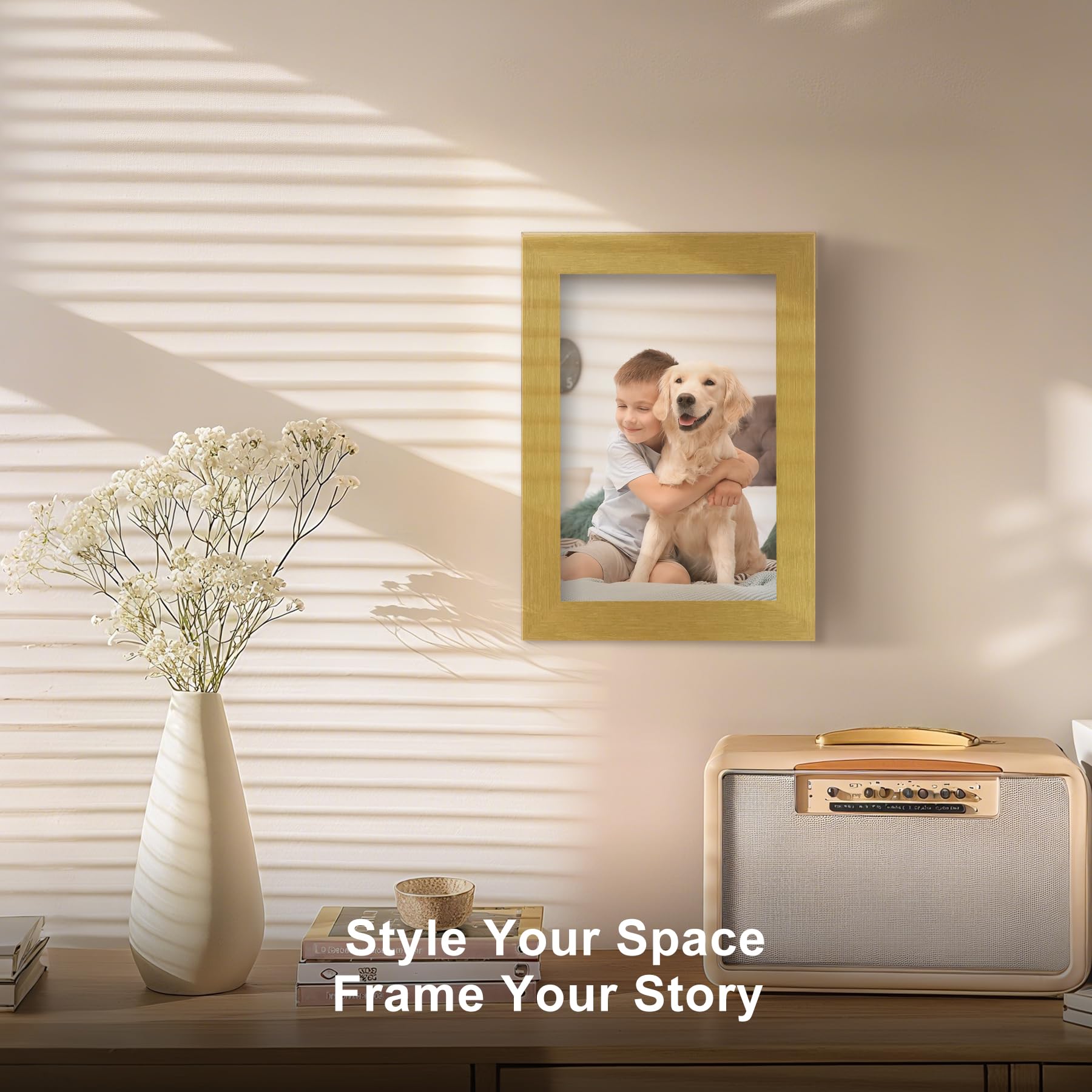 TOFOREVO Picture Frames 4x6 Set of 2 Distressed Gold Wood Grain Photo Frame for Gallery Wall Mounting or Tabletop Display