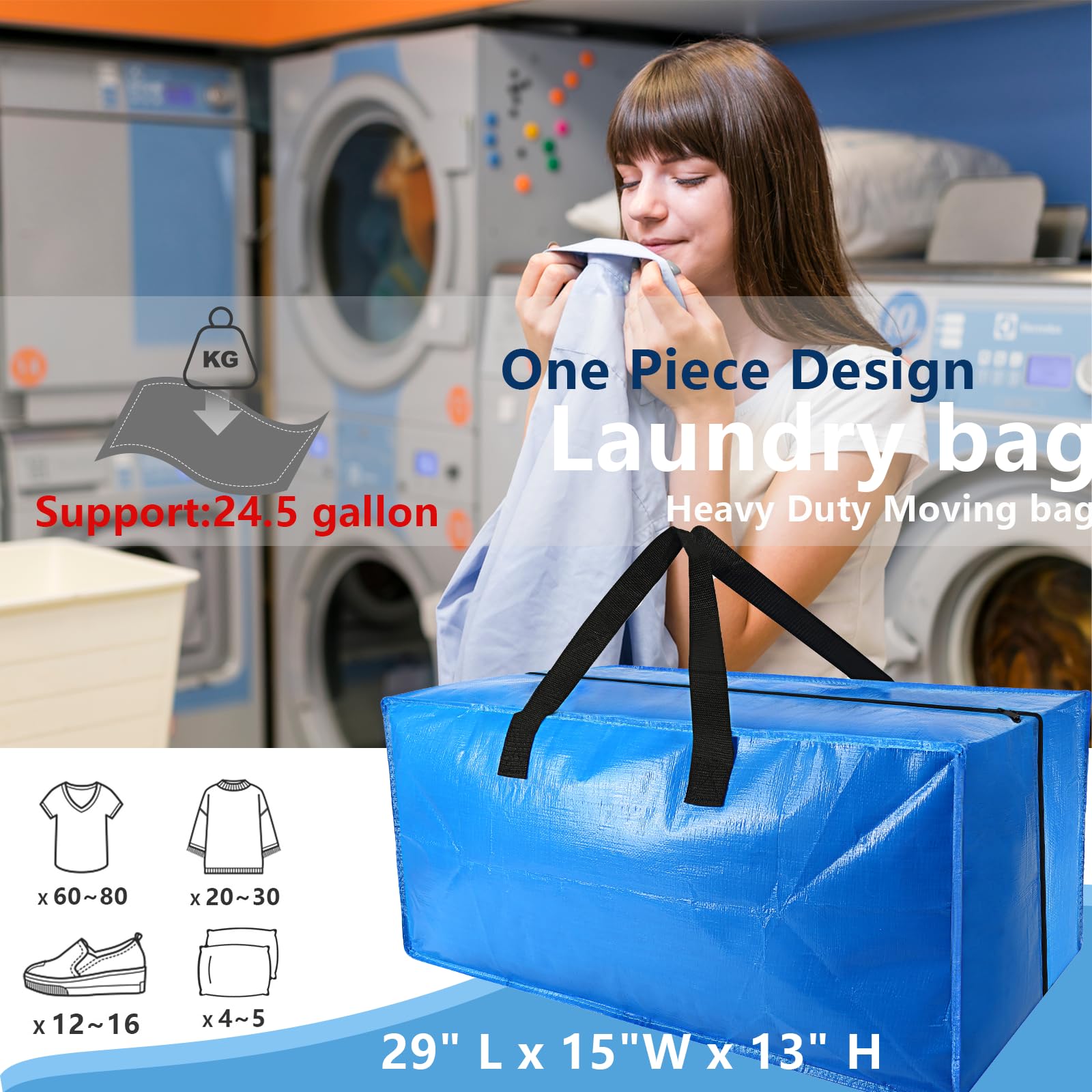 Acnusik Heavy Duty Moving Bags, Extra Large Storage Bags With Zippers Backpack, College Dorm Room Essentials, Moving Totes Cloth