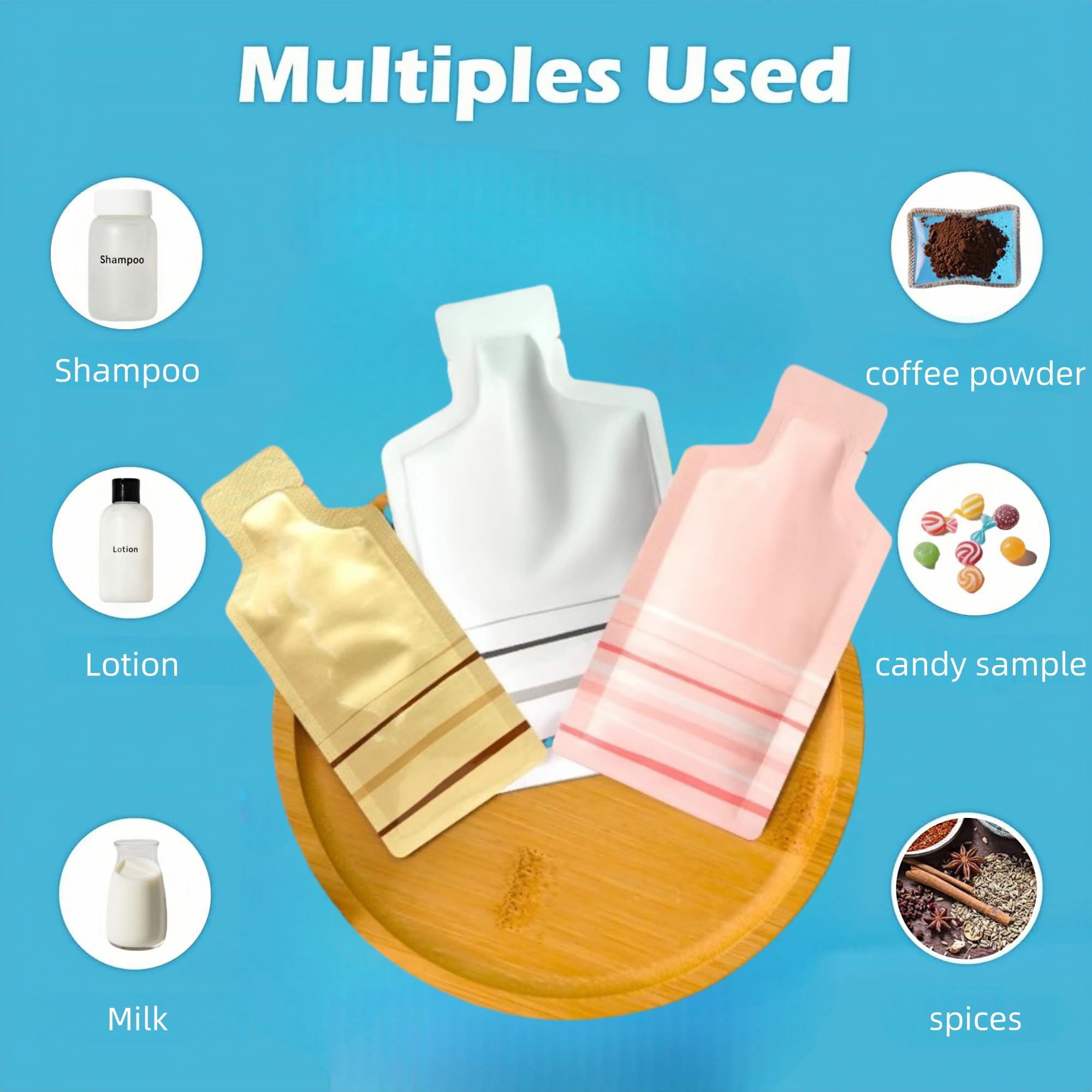 Mitob 100 Pack 1.97X4.3 Inch Heat Seal Sample Mylar Packets For Portable Travel Toiletries Empty Disposable Liquid Shampoo Pouch