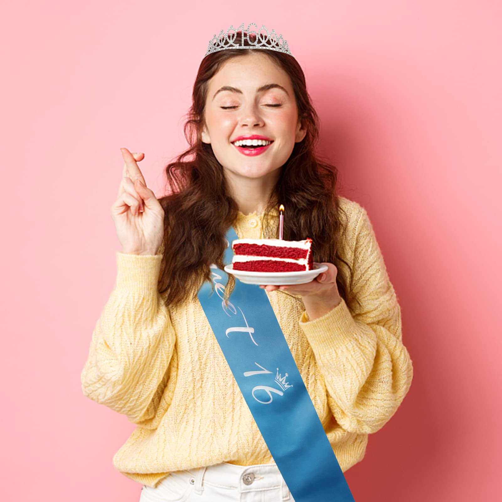 16Th Birthday Tiara And Sash Kit- Silver  ''Sweet 16 ''Birthday Decorations 16Th Birthday Party Gifts Birthday Party Supplies Fo