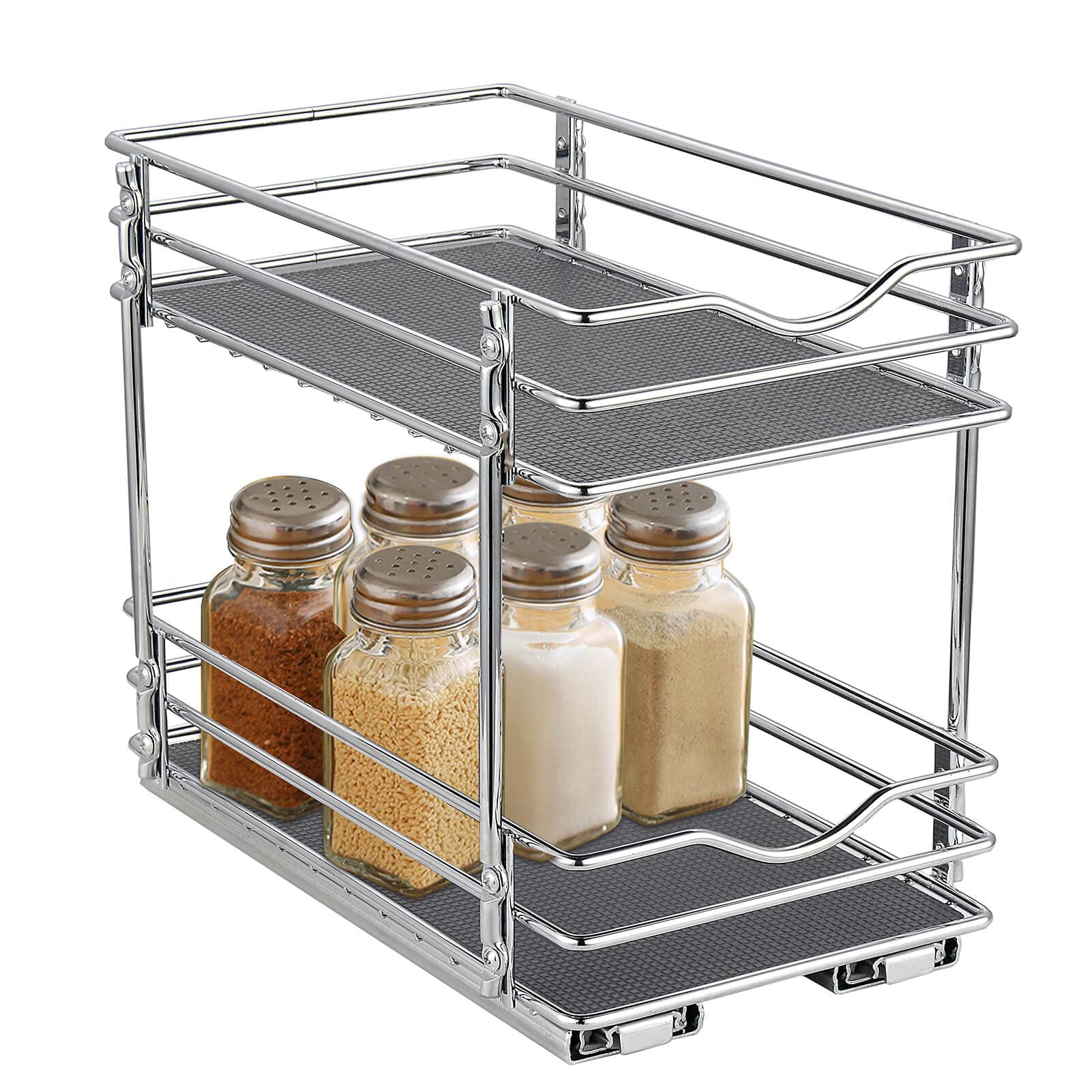 Ocg 2 Tier Pull Out Spice Rack Organizer(6.3'' W X 10'' D X 9'' H) For Cabinet, Slide Out Seasoning Organizer Fits Spices, Sauce