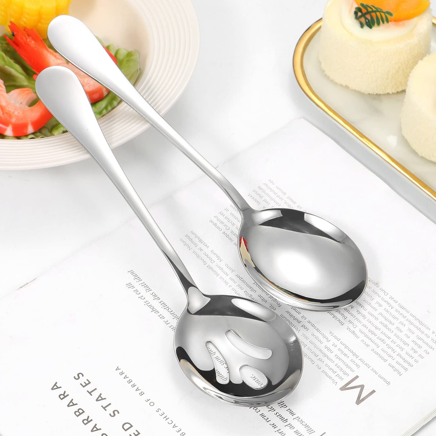 Stainless Steel Serving Utensils,8 Pcs Serving Set With Serving Spoons,Serving Fork,Soup Ladle,Lasagna Server,Pie Server,Polishe