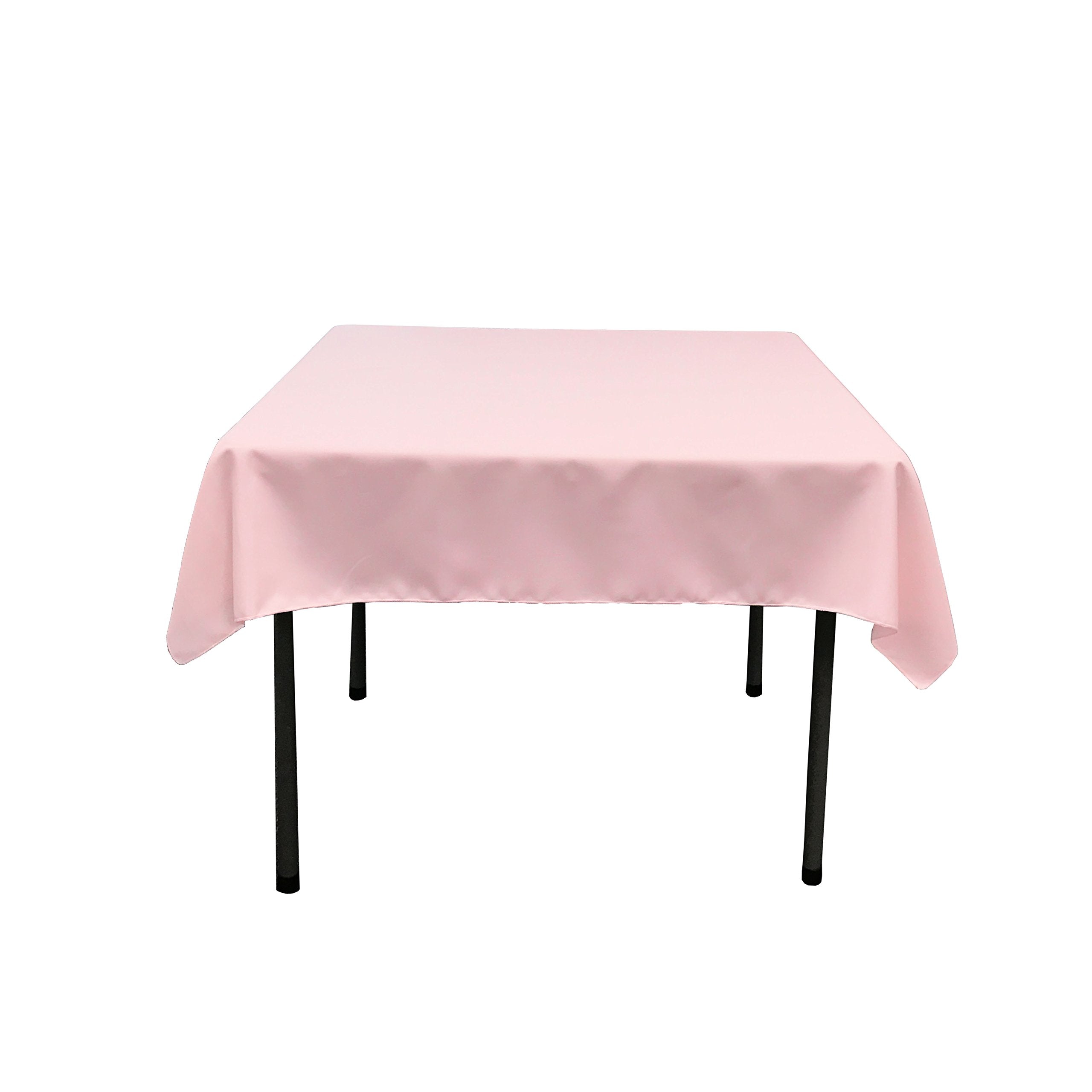 LA Linen Polyester Poplin Square Tablecloth  52 by 52-Inch  Light Pink