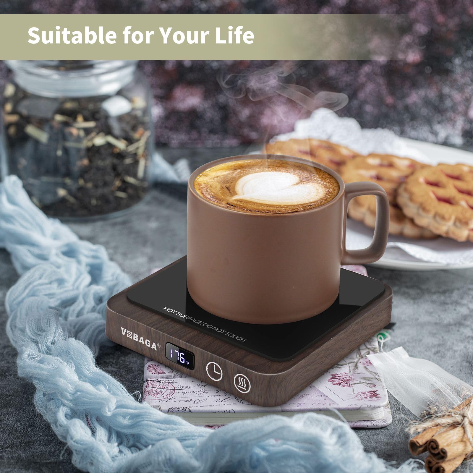 Vobaga Coffee Mug Warmer & Candle Warmer Plate For Office Home Use With 5 Temperature Settings, Coffee Warmer With Digital Displ