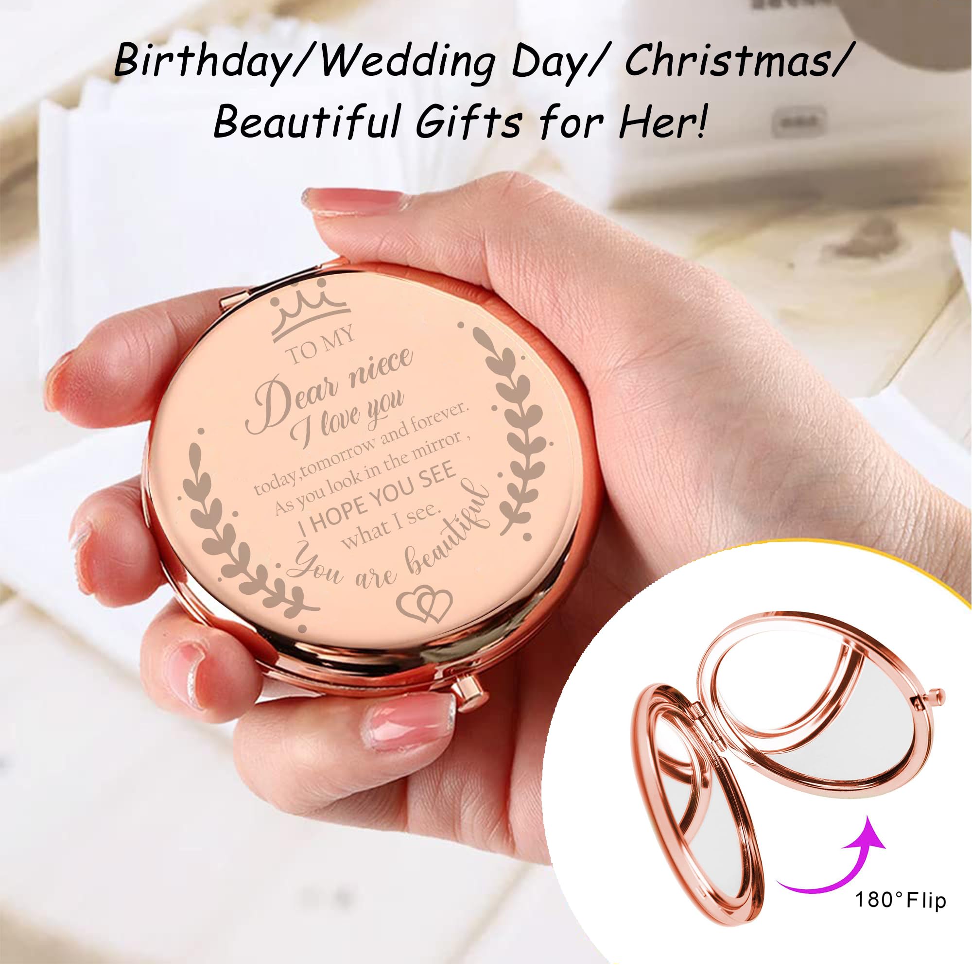Soulpetals Niece Gifts Compact Mirror For Niece From Aunt To My Niece Makeup Mirror Birthday Gifts For Niece From Auntie Uncle G
