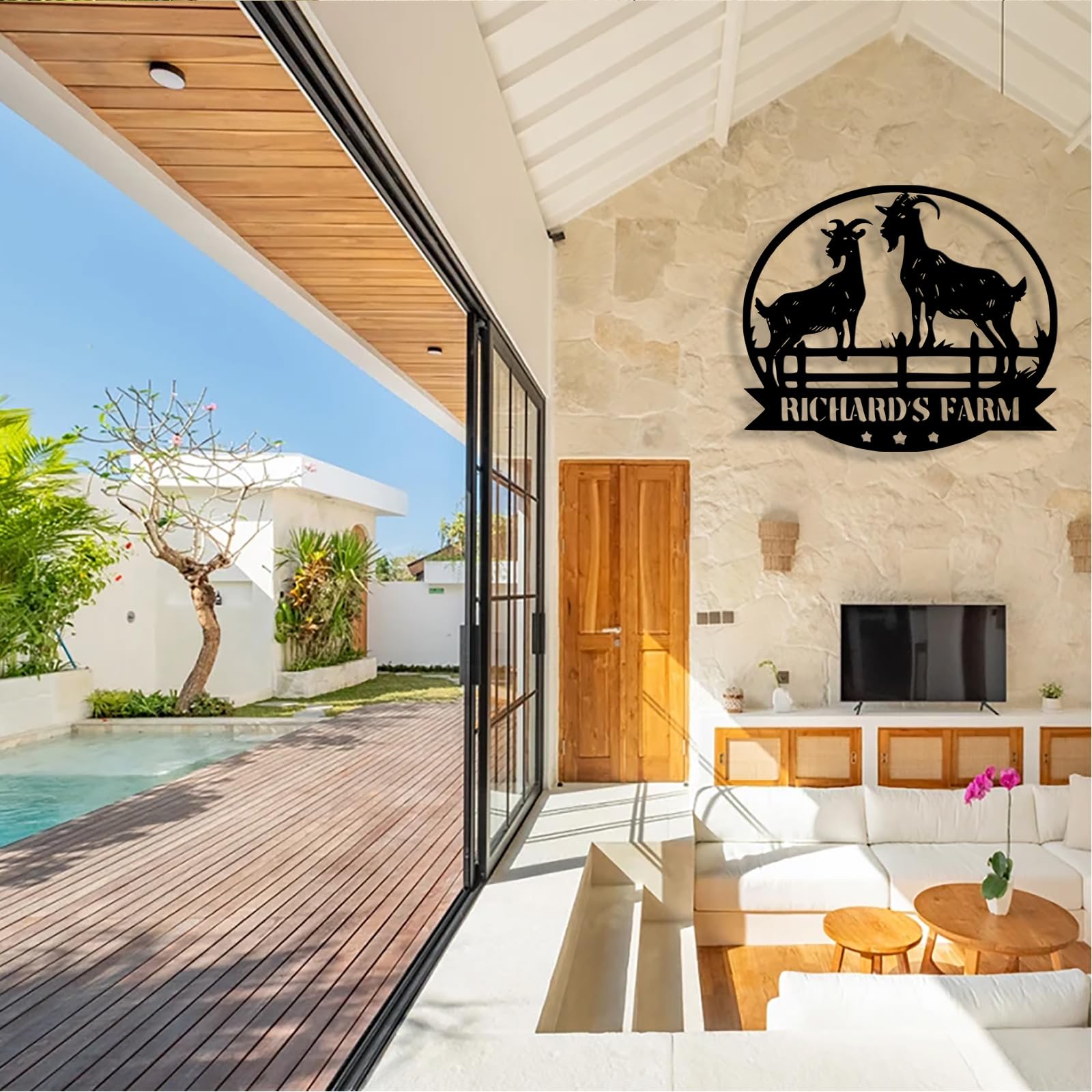 Personalized Goat Metal Sign, Custom Farm Animals Wall Art, Personalized Farm Goat Name Sign, Metal Goats Wall Decor for Ranch B