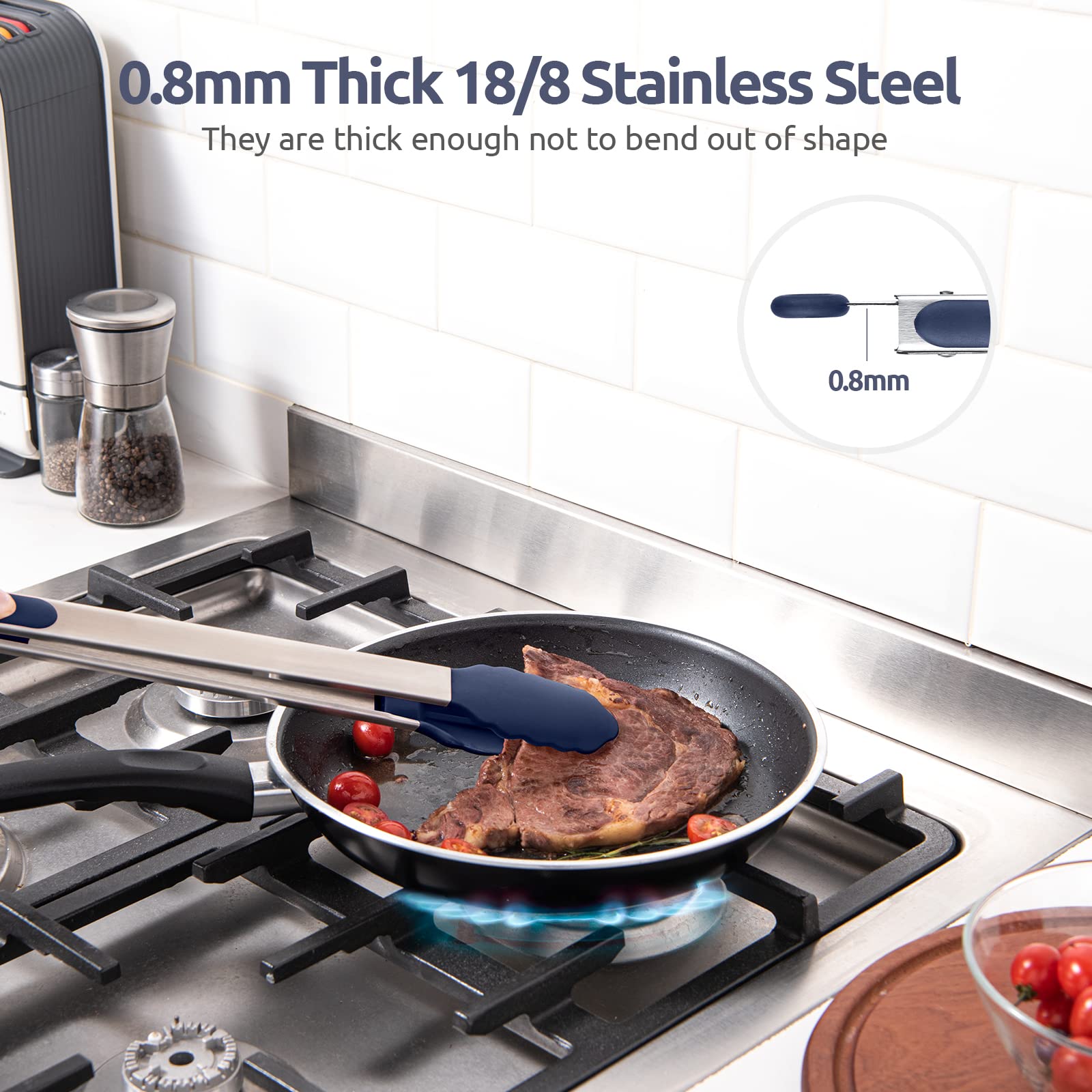 600F Heat Resistant Kitchen Tongs: U-Taste 16 In Extra Long Large Silicone Cooking Tong With Non Stick Rubber Tips & Non Slip Si