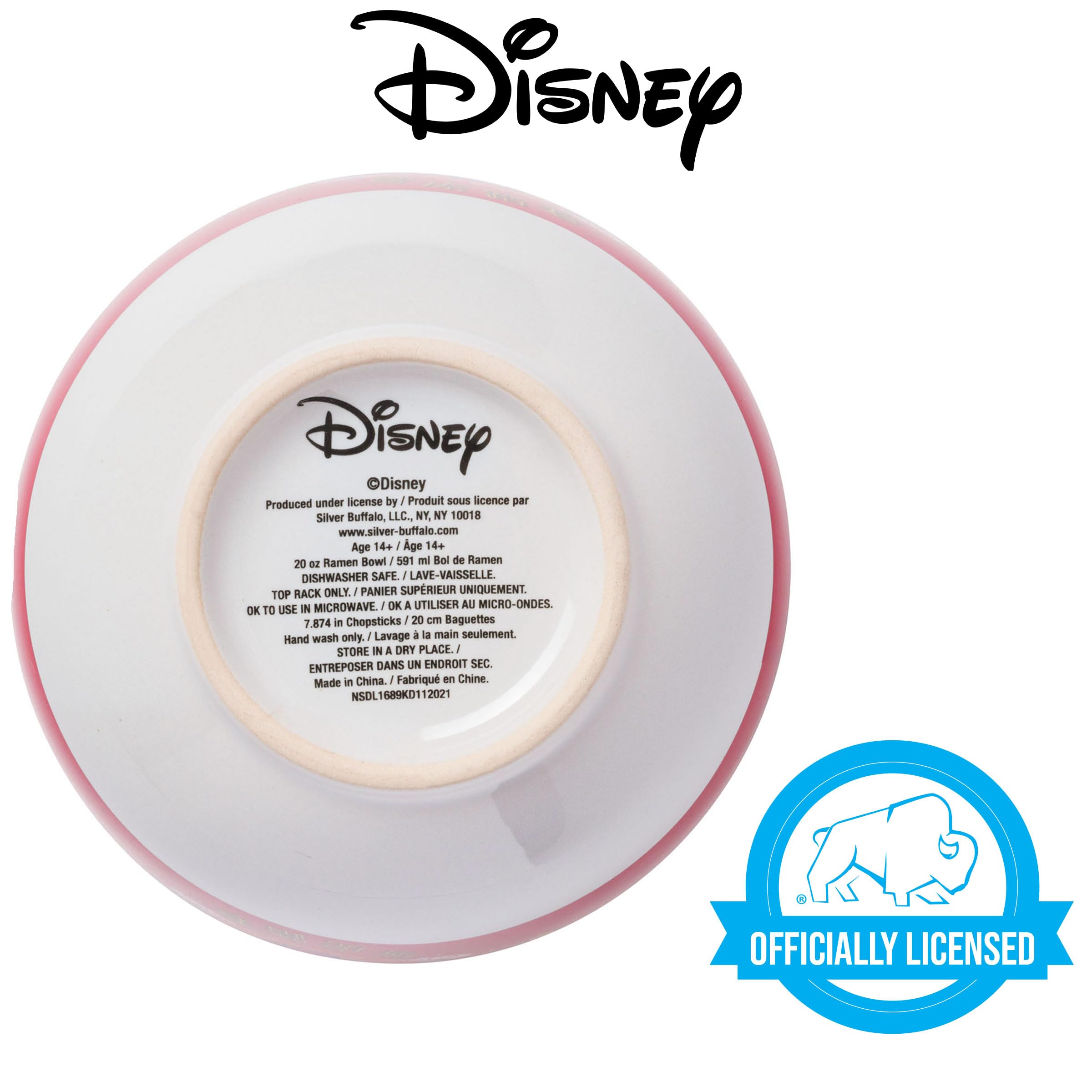Silver Buffalo Disney Mickey Mouse Lunar Chinese New Year Tiger Ceramic Ramen Noodle Rice Bowl with Chopsticks  Microwave Safe  20 Ounces