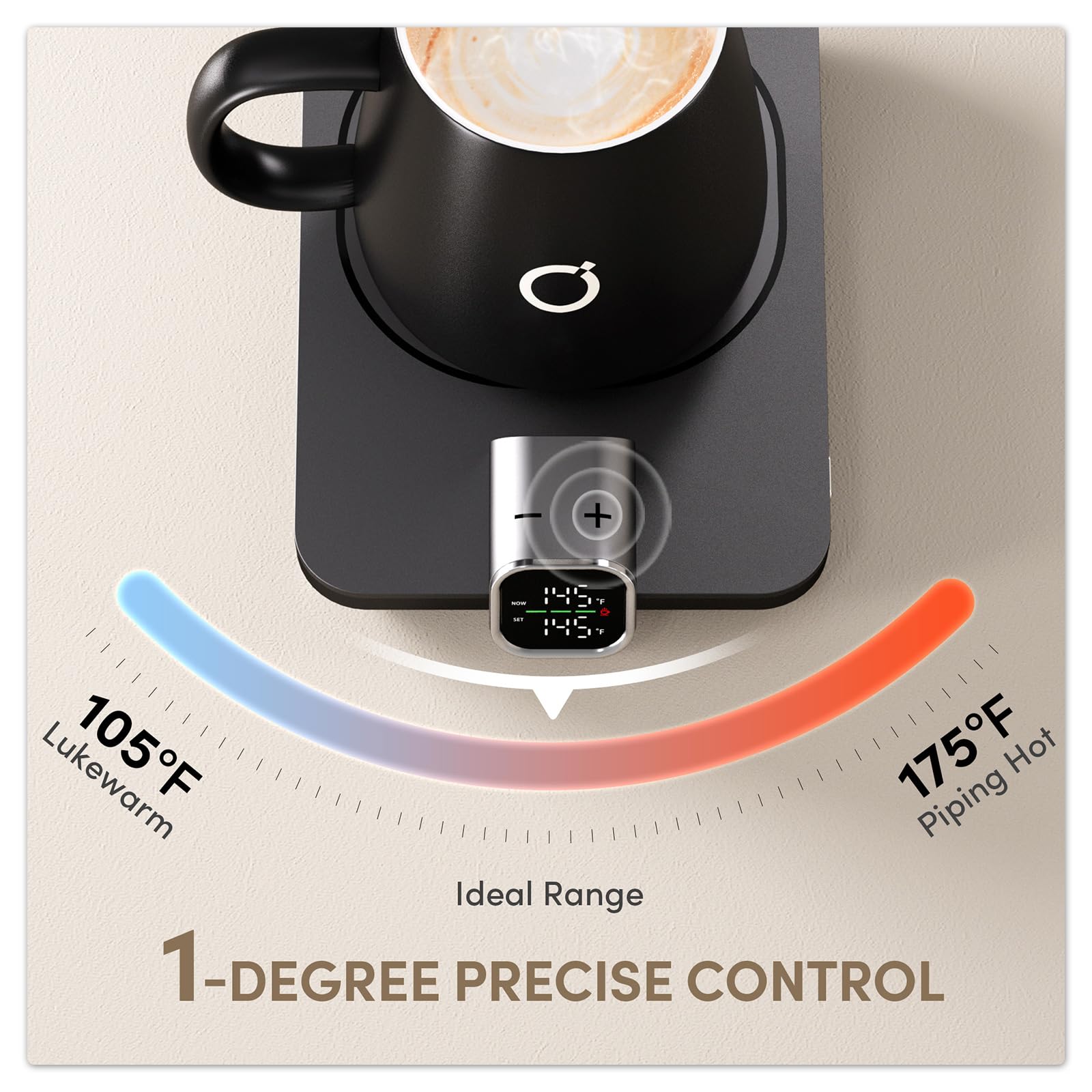 Ikago Smart Heated Coffee Mug Warmer & Mug Set - Heated Mug Warmer With Auto Shut Off, 1F Precise Temperature Control Mug Warmer