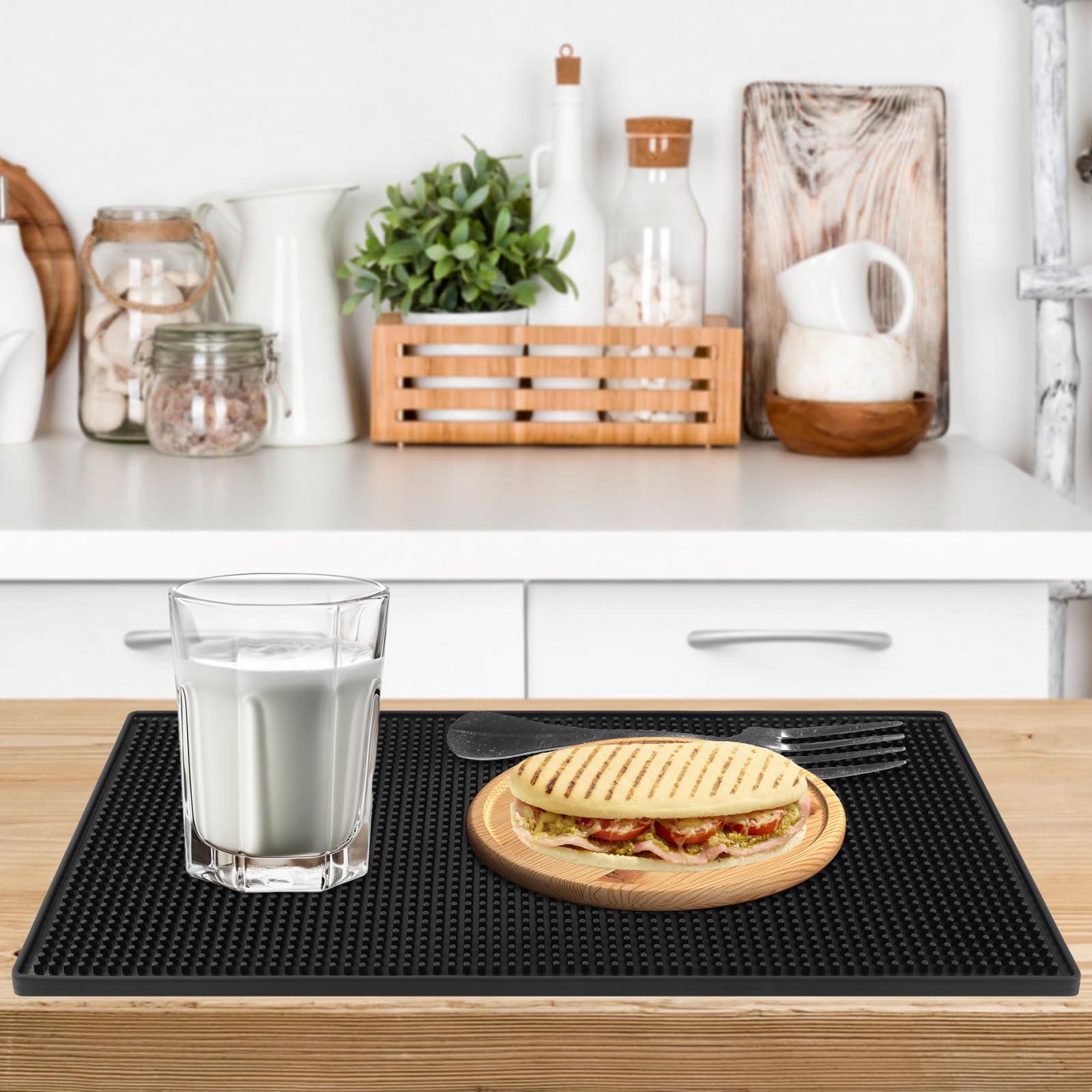 2 Pack Heavy-Duty Bar Mat Pad Pvc Rubber Dish Drying Spill Matting For Ktv Bar Glass Home (Xl:24''X 12'')