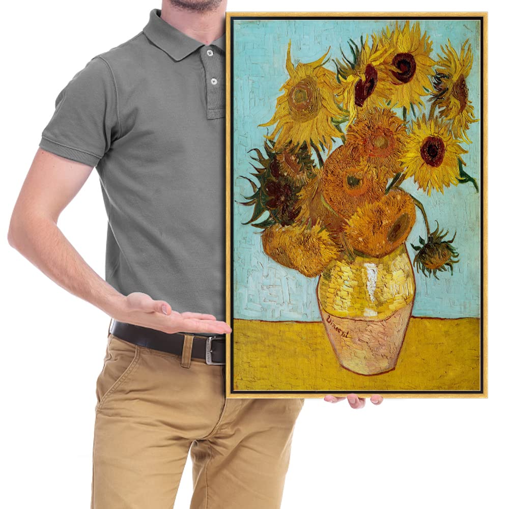 Wieco Art Framed Wall Art Of Sunflower By Vincent Van Gogh Paintings Reproduction Abstract Canvas Prints For Home Living Room De