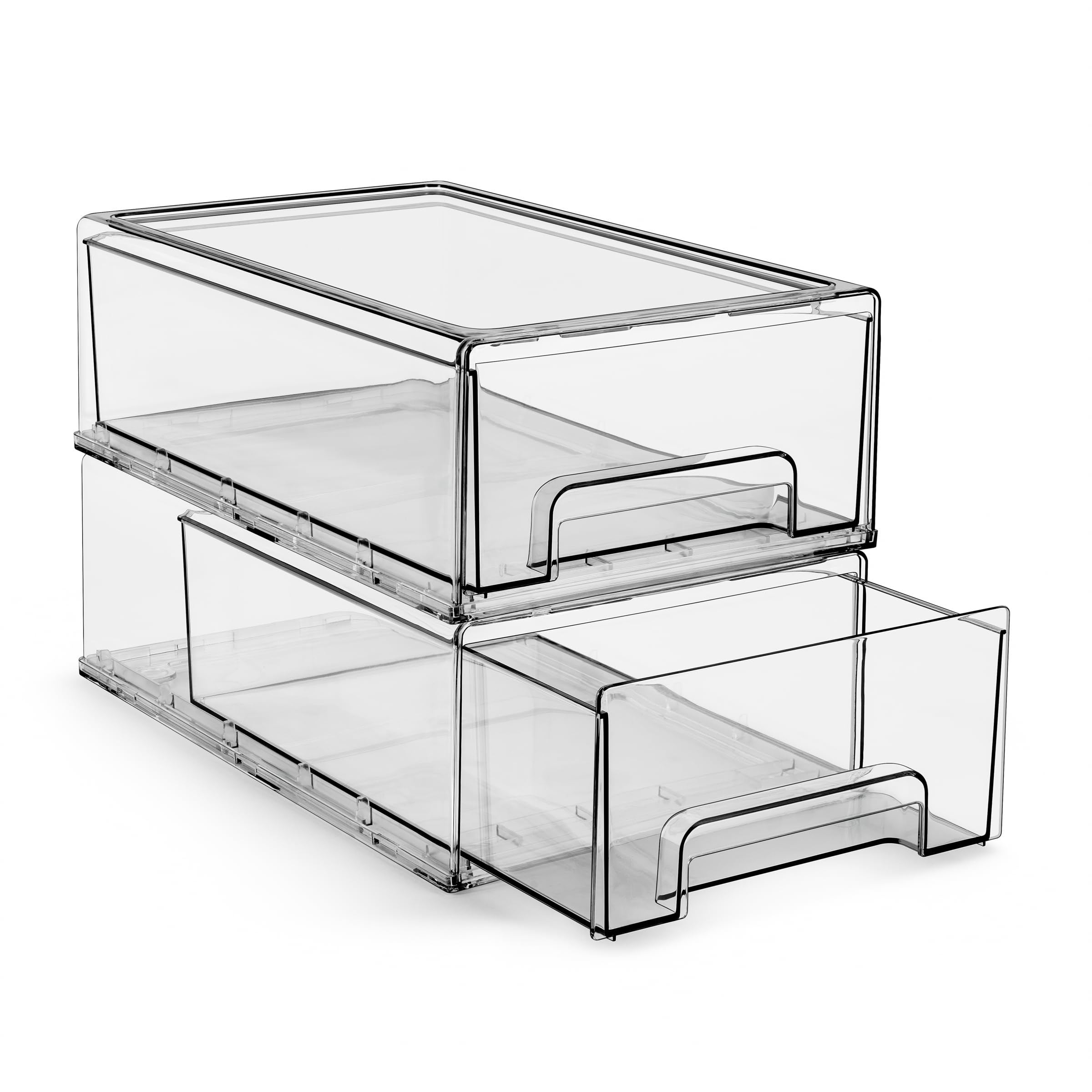 Sorbus Clear Stackable Fridge Drawer Bins - Pull Out Refrigerator Organizer Containers For Kitchen Storage (4 Pack | Medium)