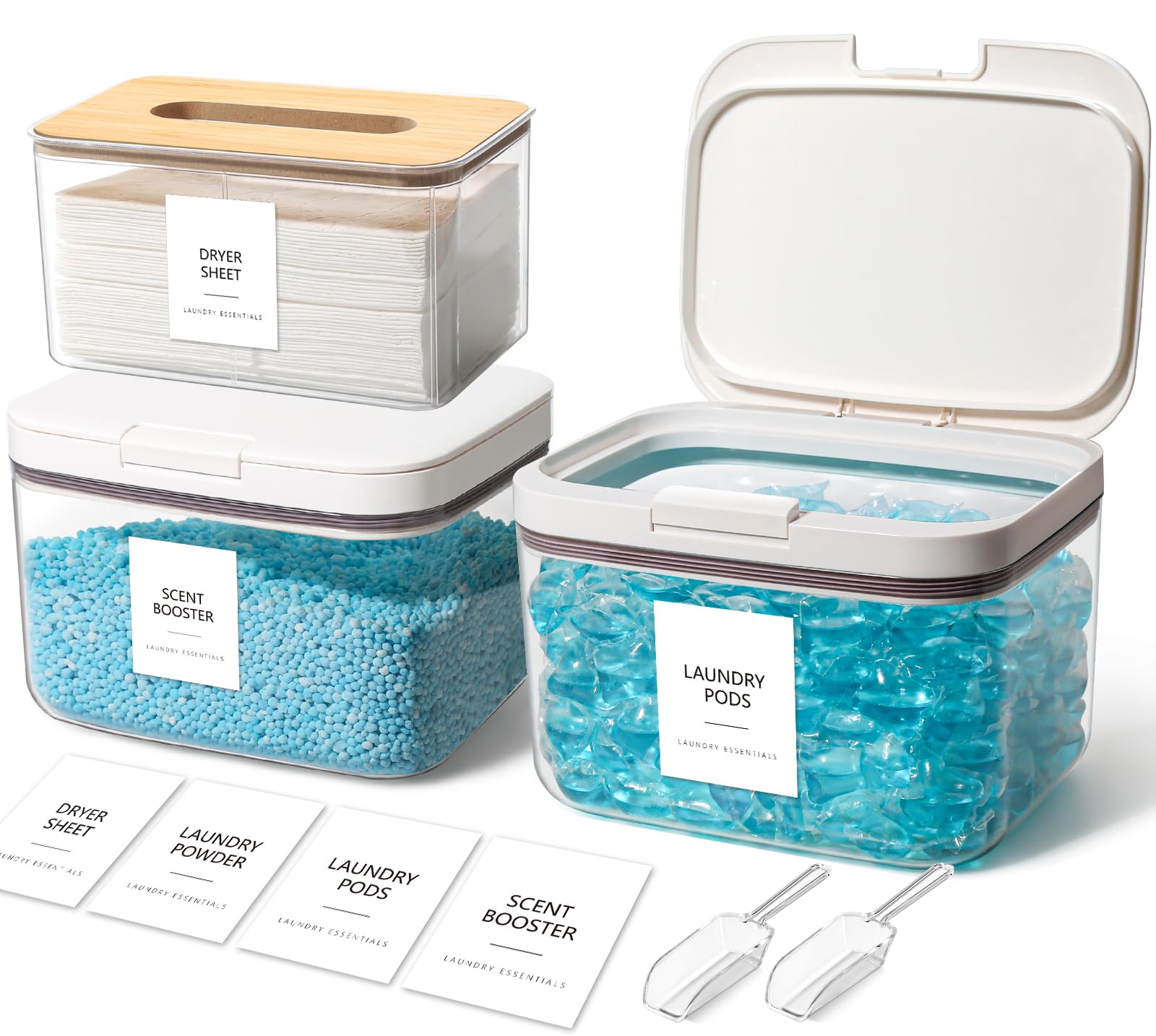 Alpiriral 3 Pack Laundry Pods, Laundry Powder Container And Dryer Sheet Holder For Laundry Room Organization And Storage, Laundr