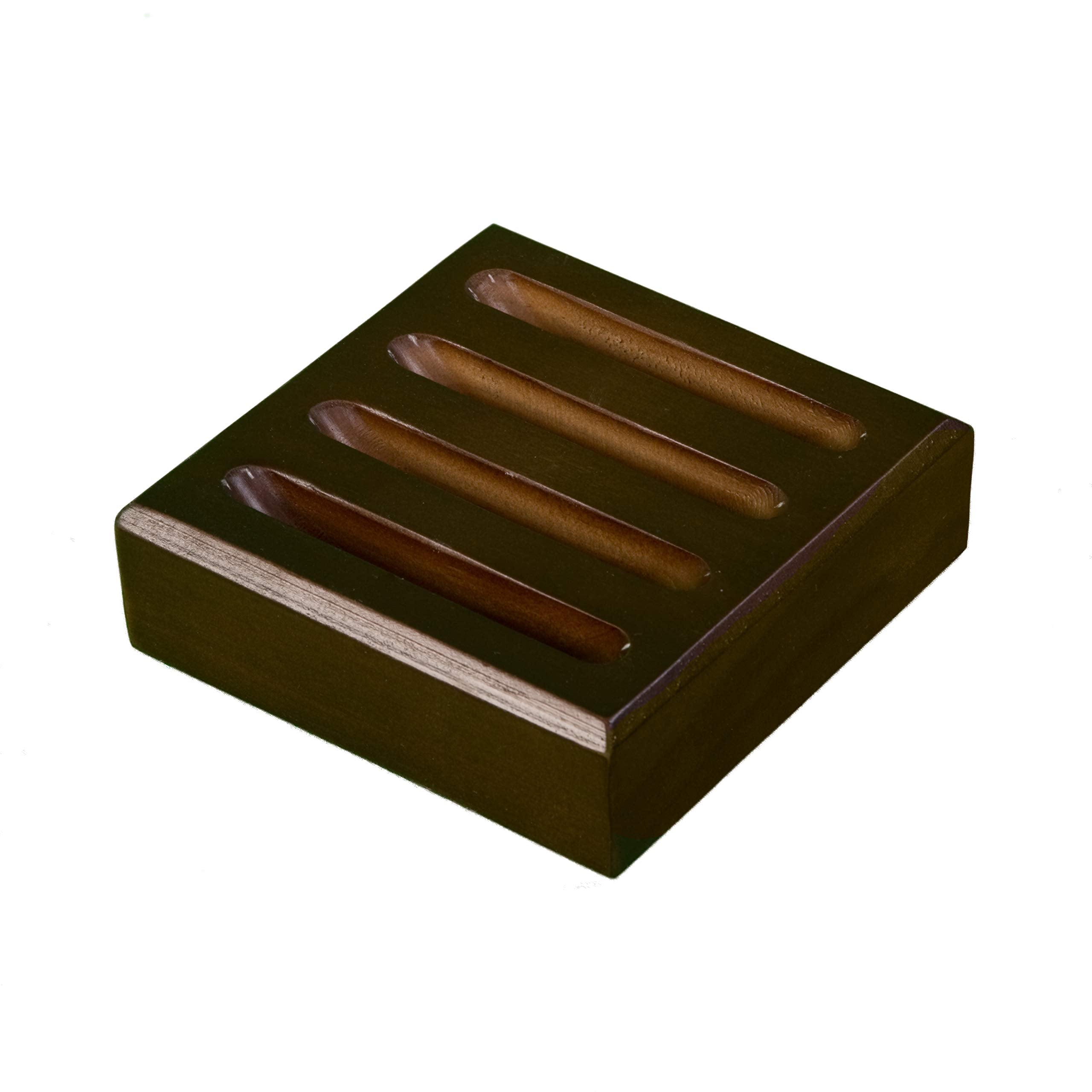 Coasterstone Slotted Wood Holder For Round, Holds Up To 4.25 Inch Wide Coasters, Dark Brown