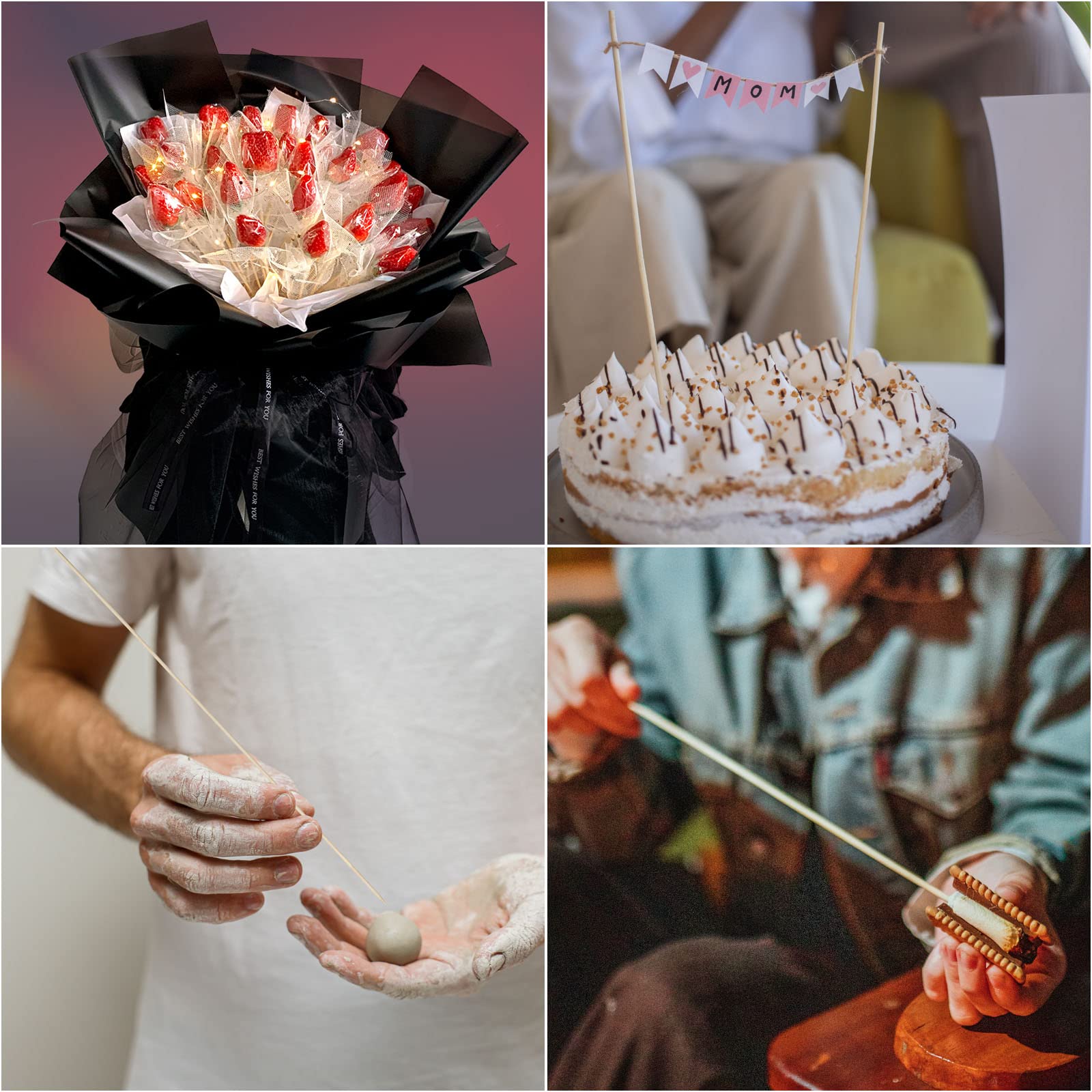 200Pcs Bamboo Marshmallow Roasting Sticks 30 Inch 5Mm Thick Extra Long Bamboo Wooden Skewers Smores Sticks Hot Dog Skewer For Ca