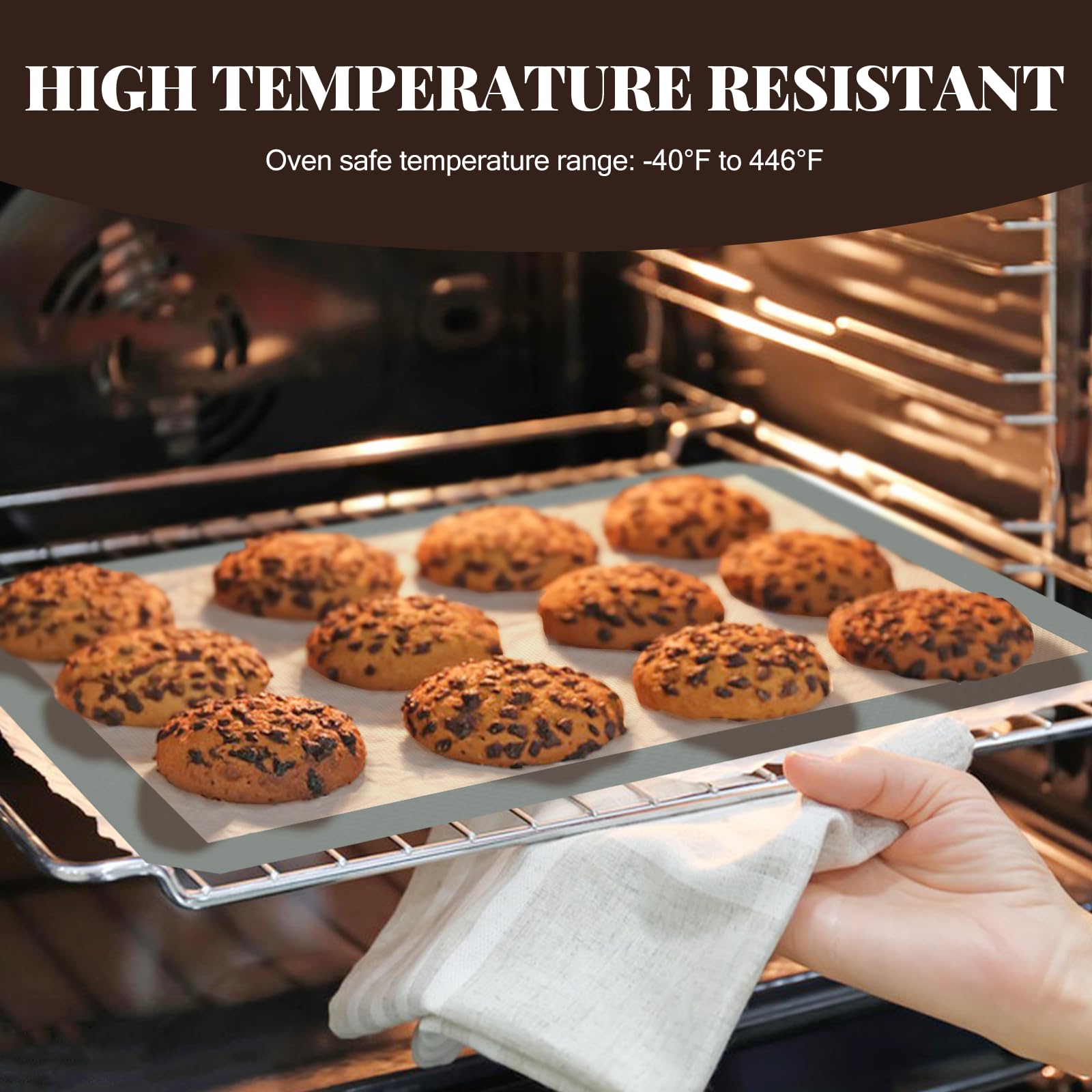 Silicone Baking Mat, 3 Pack Reusable Baking Mat, Non-Stick, Food Safe Silicone Mats For Baking, Oven Baking Sheet For Making Coo